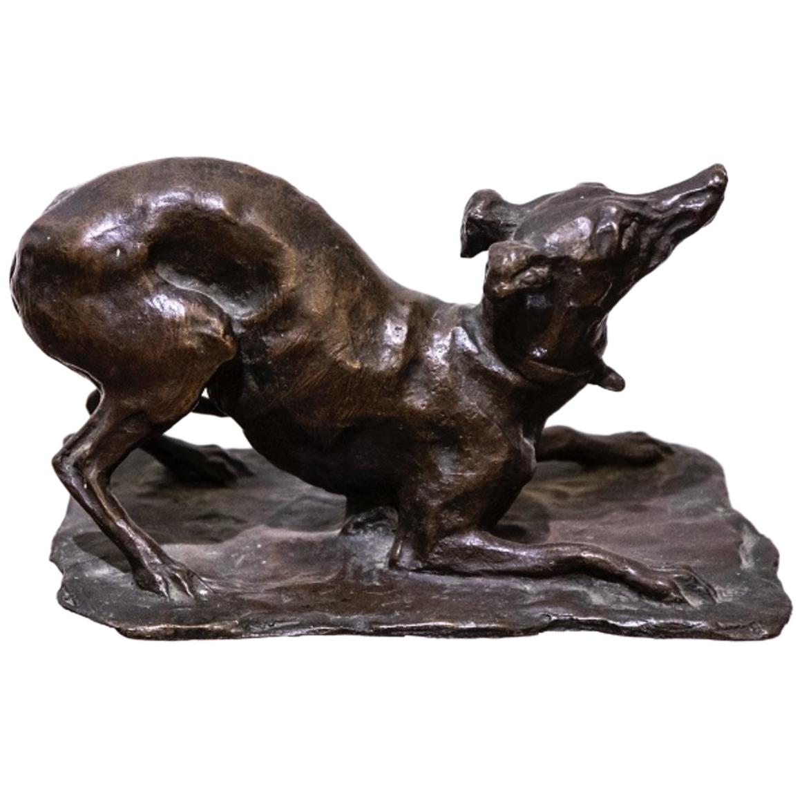 Dog, Bronze Sculpture by Odoardo Tabacchi, Early 20th Century