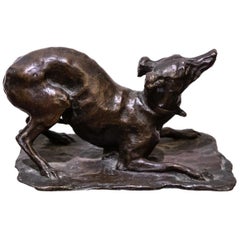 Chien:: Sculpture en bronze d'Odoardo Tabacchi:: début du 20e siècle