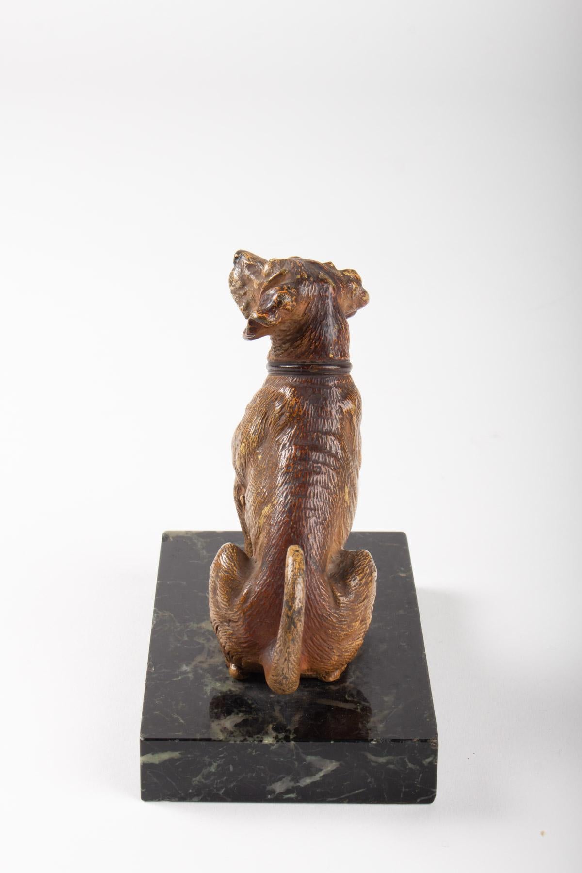 Dog, Bronze Vienna, Base Marble, Early 20th Century, Bronze Animal 1