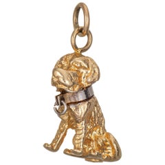 Dog Charm Vintage 14k Yellow Gold Sitting Pose Animal Jewelry Collar Estate