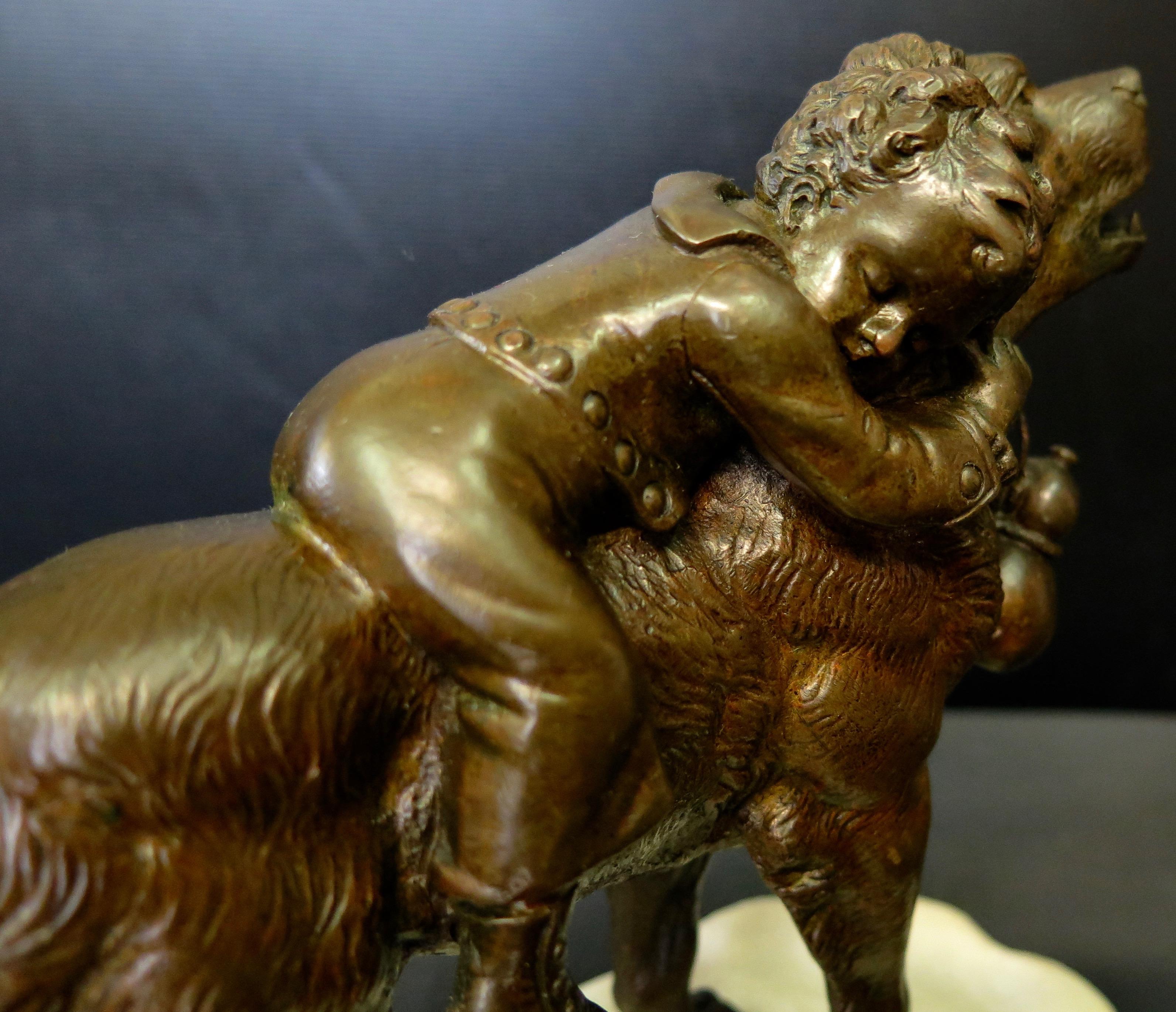 Patinato Child & Child, bronzo di Joseph Francois Victor Chemin in vendita