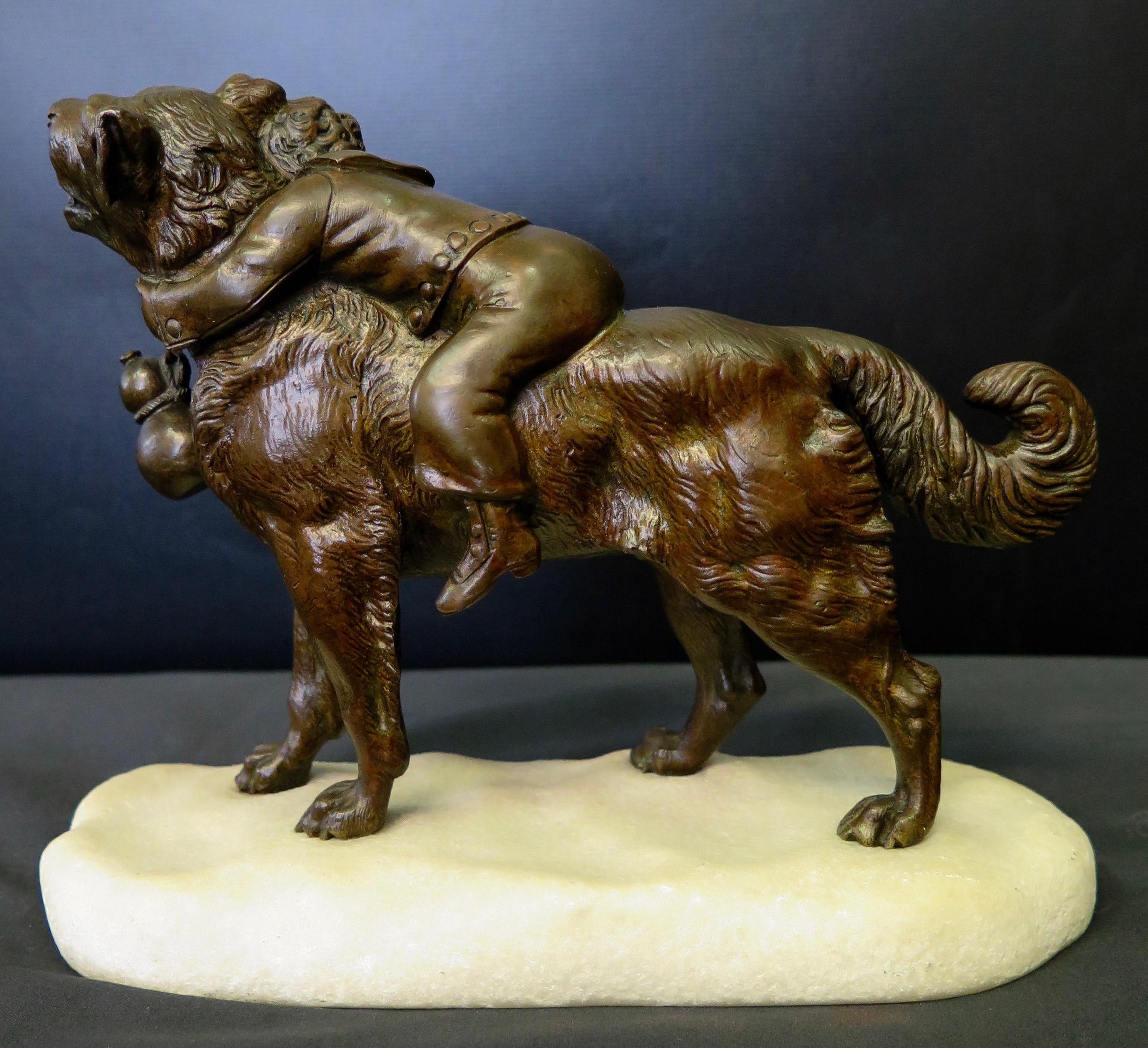 French Dog & Child, Bronze by Joseph Francois Victor Chemin For Sale