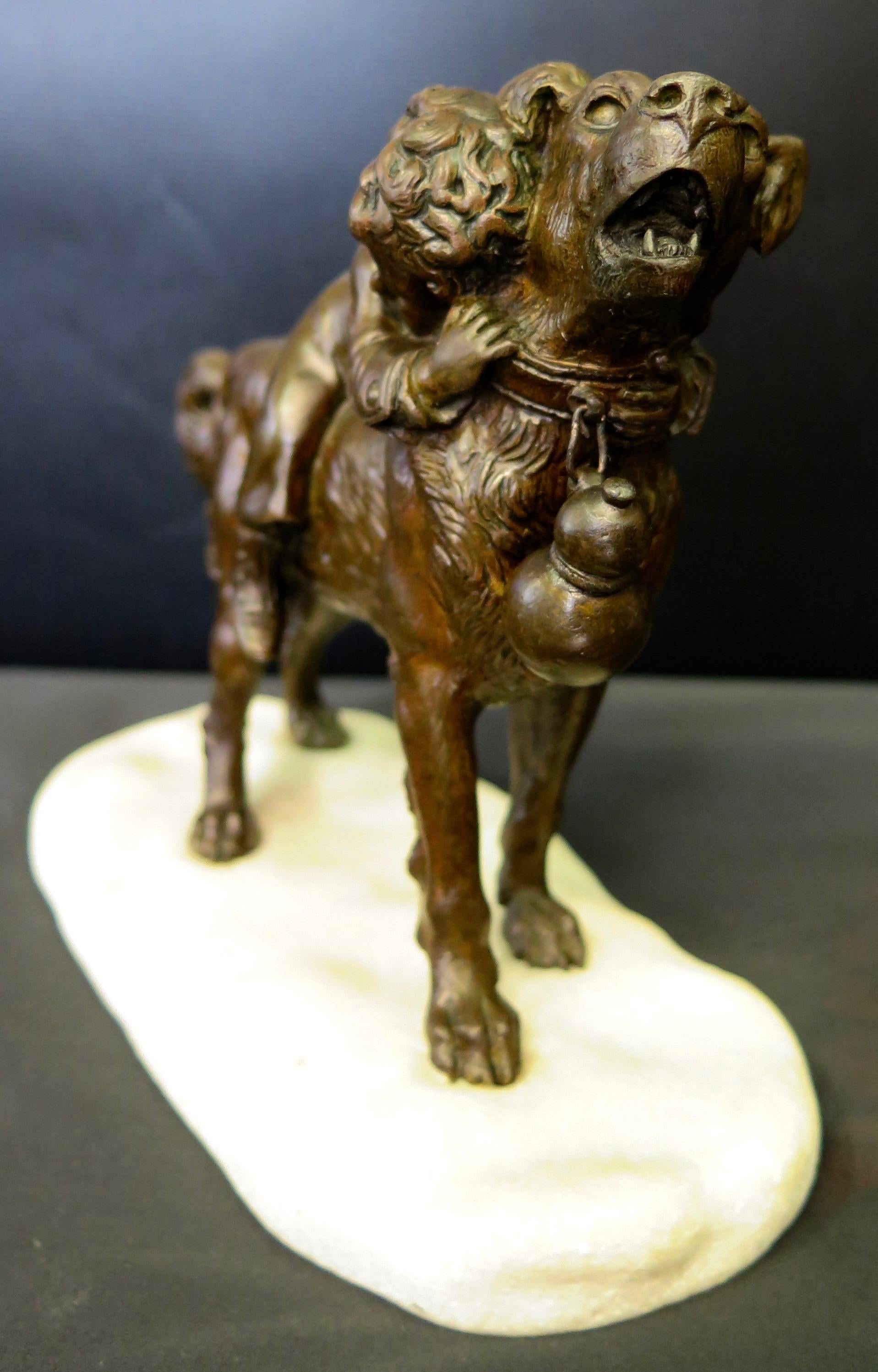 Dog & Child, Bronze by Joseph Francois Victor Chemin In Good Condition For Sale In Bronx, NY
