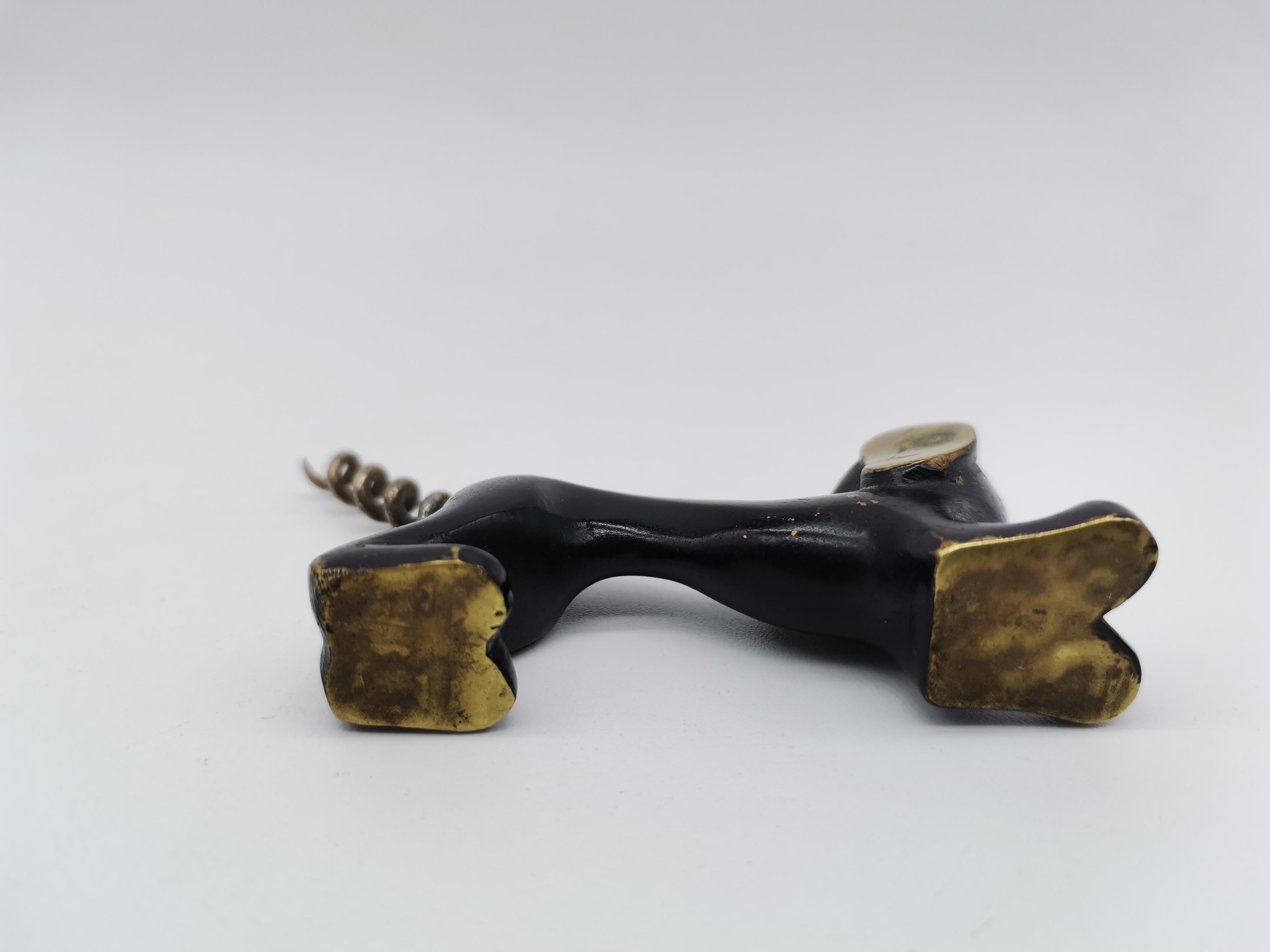 Dog Cork Screw, Brass Blackened, in Style of Walter Bosse, Austria In Good Condition In Vienna, AT