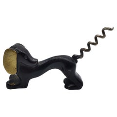 Dog Cork Screw, Brass Blackened, in Style of Walter Bosse, Austria