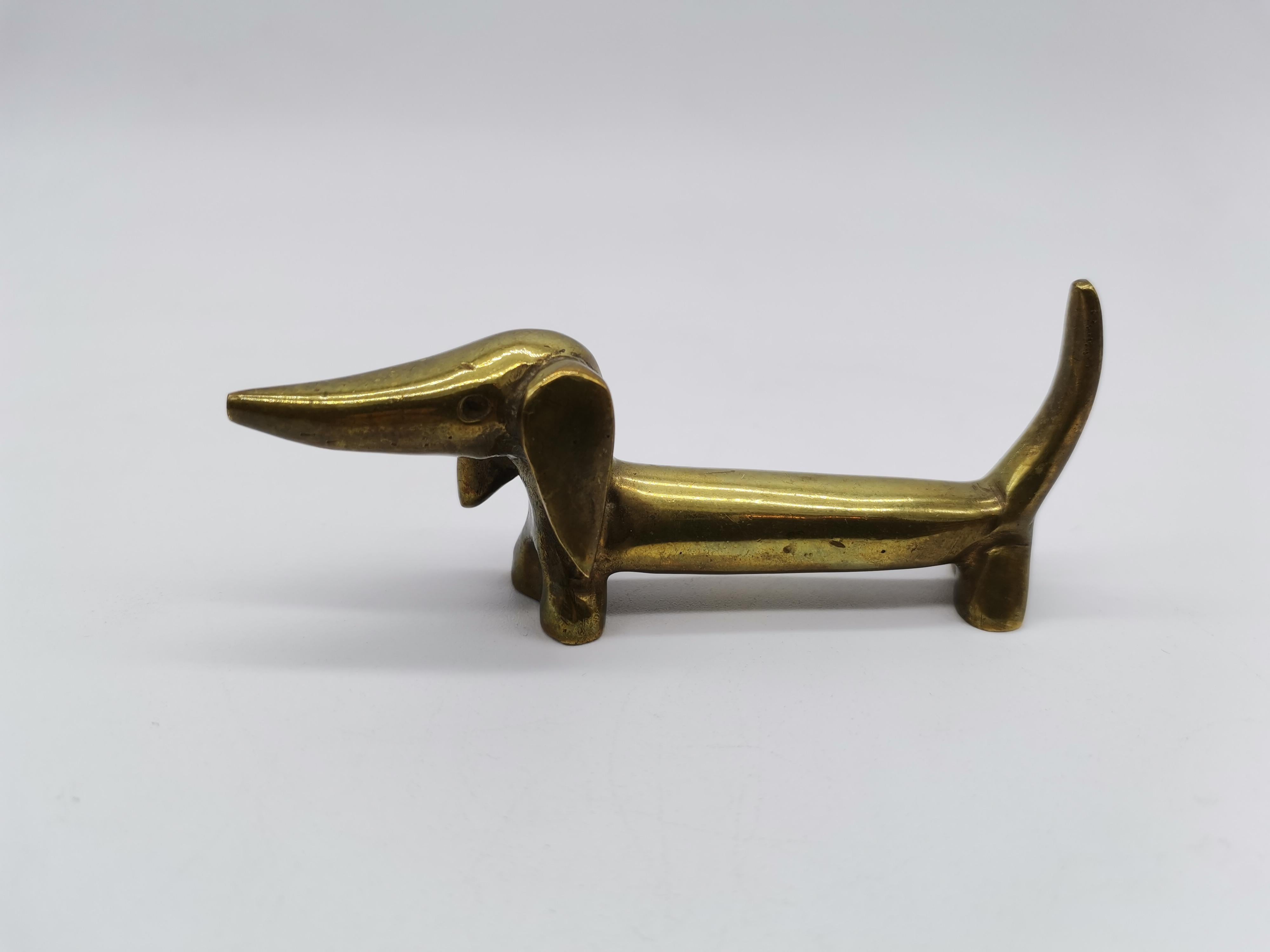 Mid-20th Century Dog Figurine, Brass, Walter Bosse Vienna, Austria