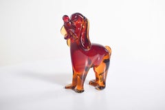Dog Figurine Crafted in Vibrant Red and Orange Glass
