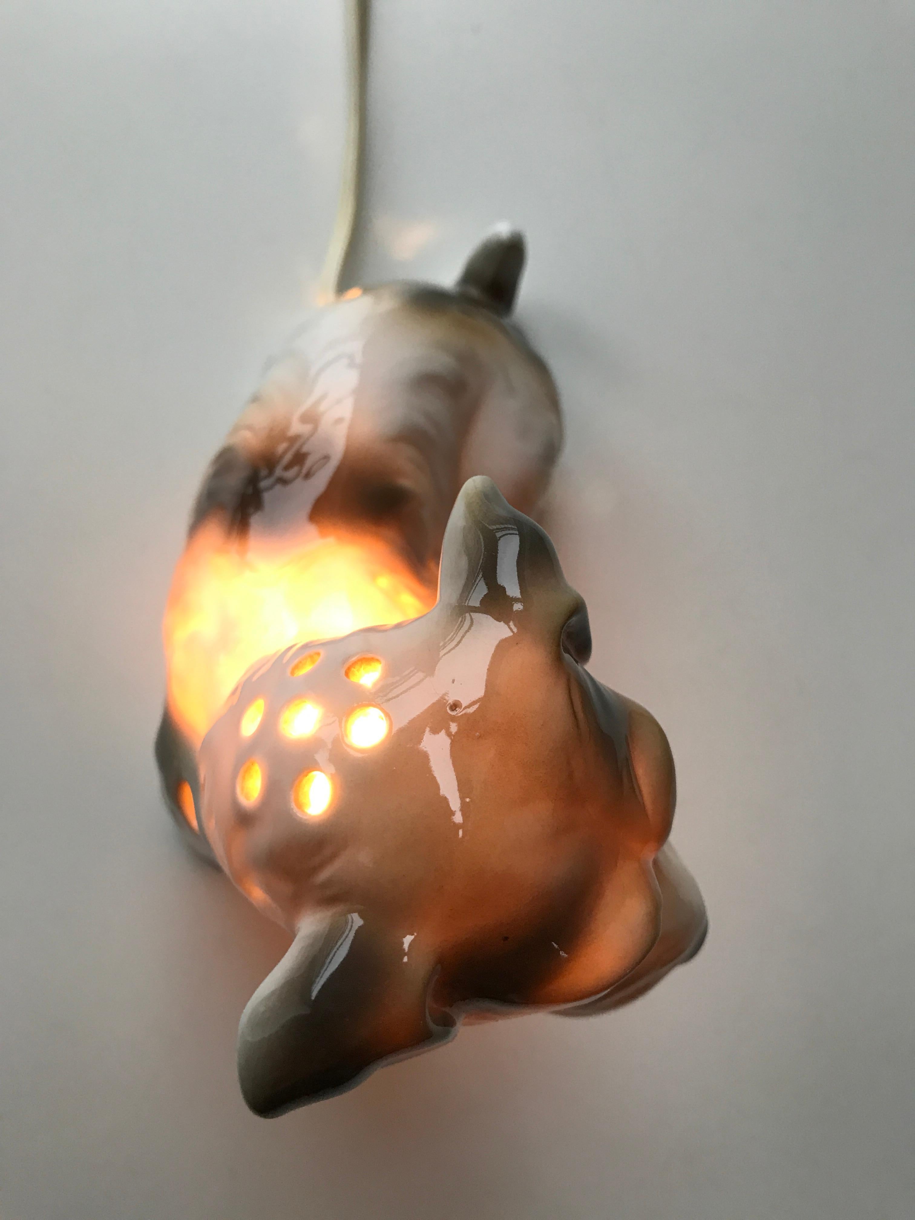 Dog Figurine Ozon/Perfume Lamp Early 20th Century Table Lamp by Fog and Mørup For Sale 5