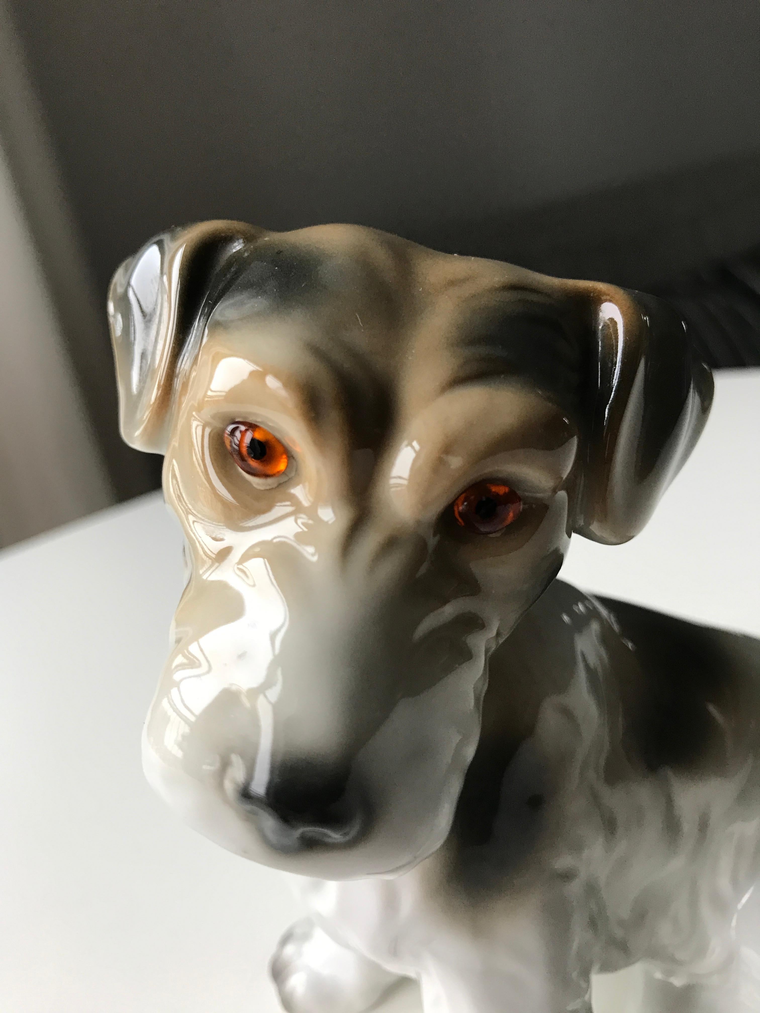 Painted Dog Figurine Ozon/Perfume Lamp Early 20th Century Table Lamp by Fog and Mørup For Sale