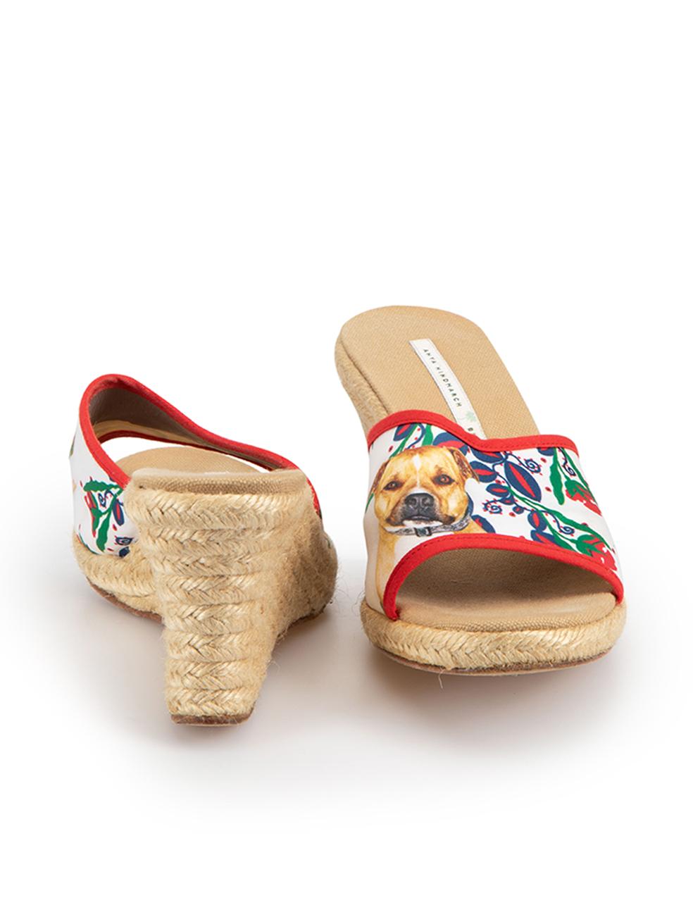 Dog & Floral Print Espadrille Wedge Sandals Size IT 39 In Good Condition In London, GB