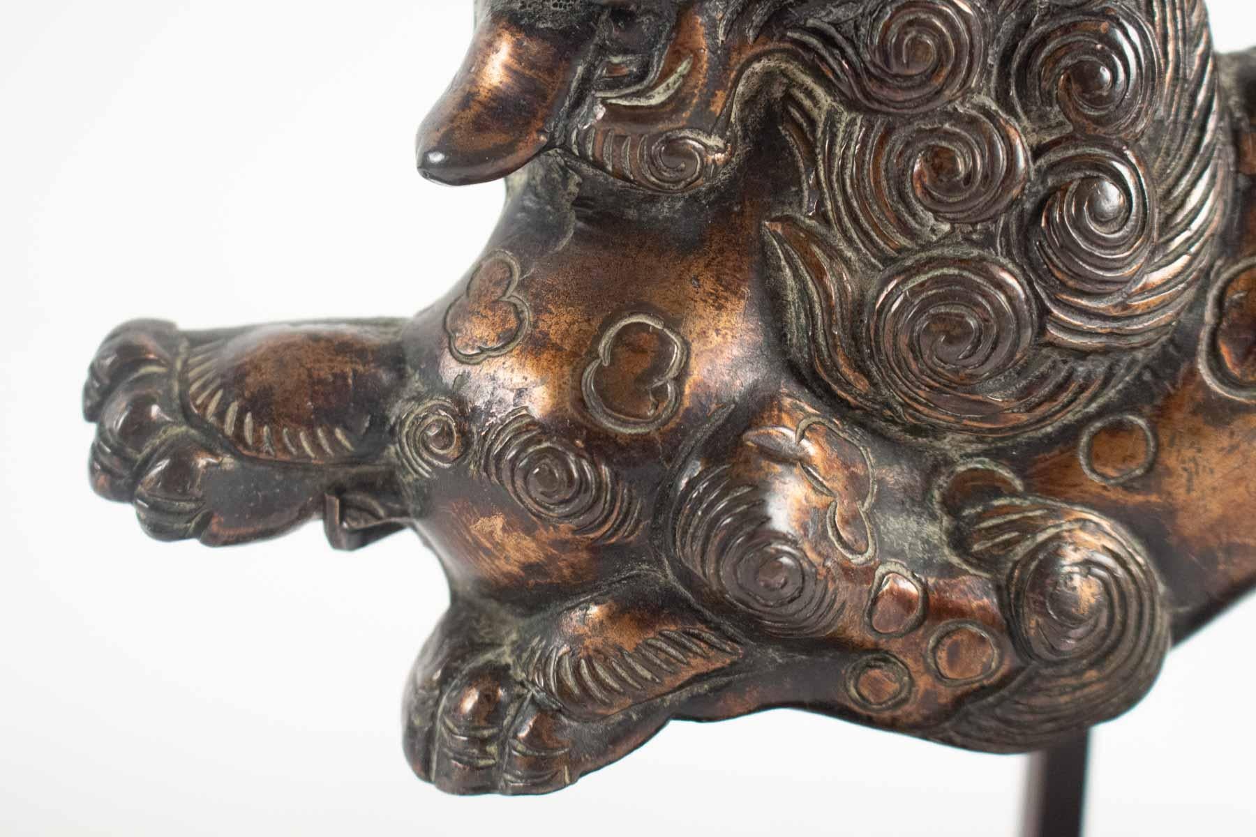 Dog Fô Current In Lacquered Bronze, China  2