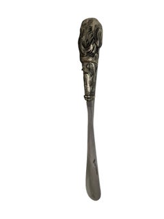 Dog Head Motif Shoehorn Metal Antique German 1920s Collectible