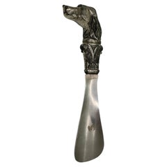 Hundekopf Motiv Schuhanzieher Metall Antik Deutsch 1920er Jahre Collectal