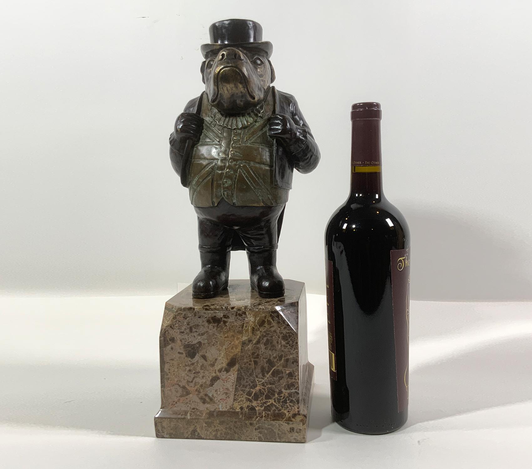 European Dog in Hat and Topcoat Statue For Sale