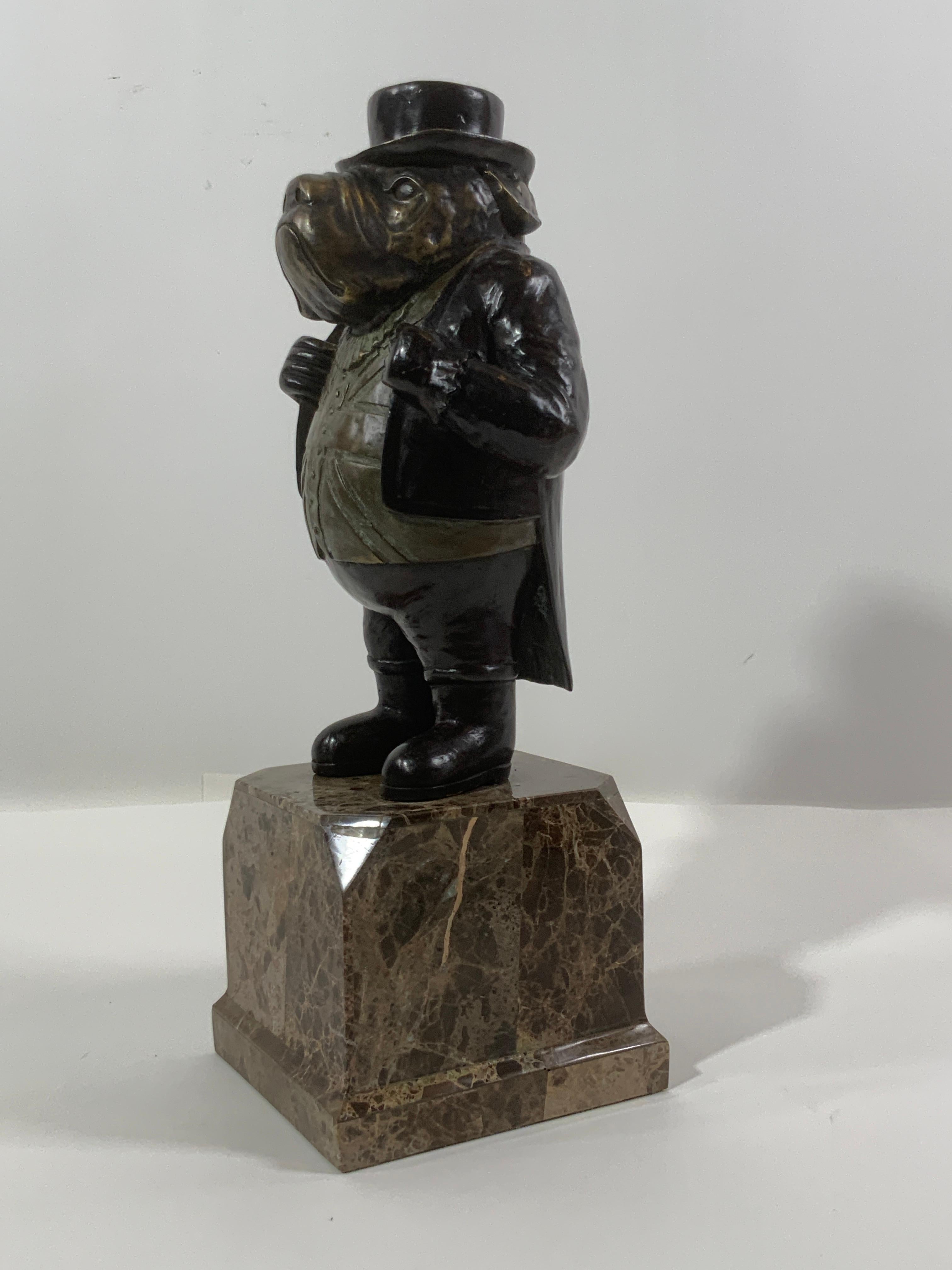 Contemporary Dog in Hat and Topcoat Statue For Sale