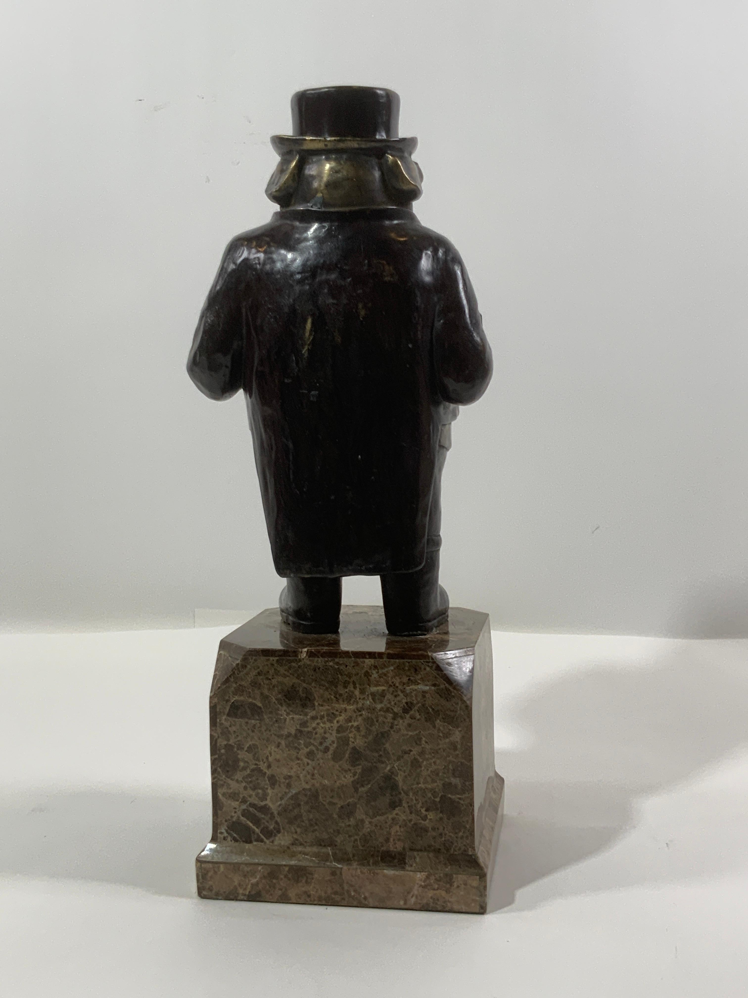Stone Dog in Hat and Topcoat Statue For Sale