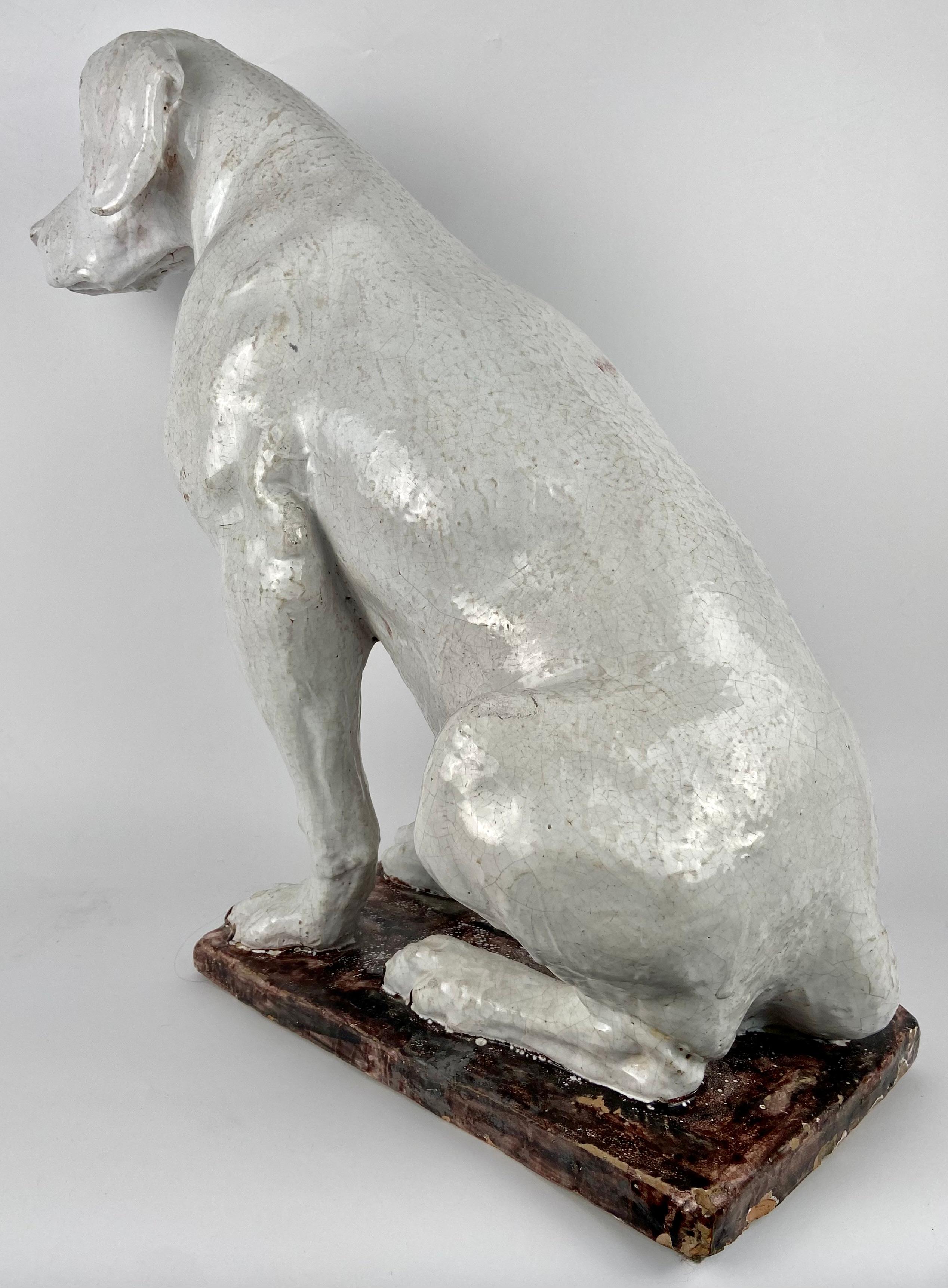 Glazed Dog in terracotta For Sale