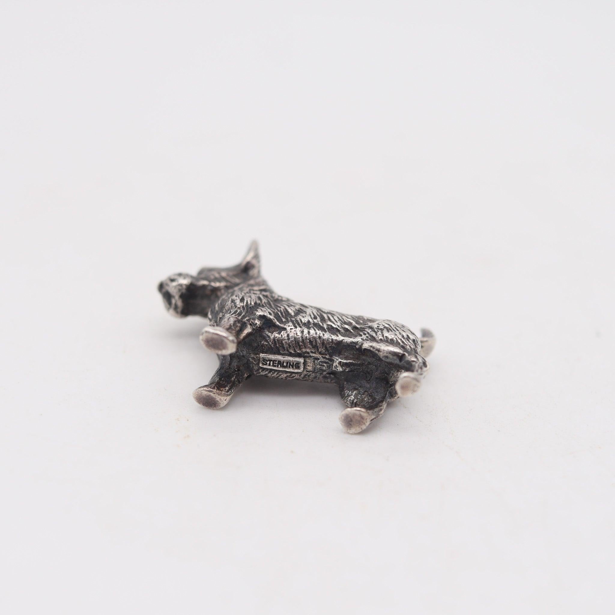 Late 20th Century DOG MINIATURE 1970 Italian Figure Of A Dog In Solid Textured .925 Sterling For Sale
