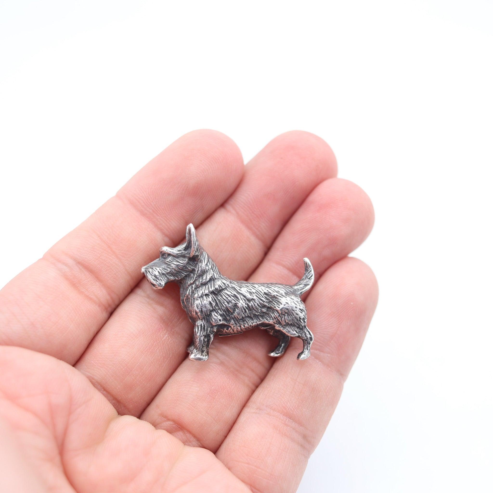Silver DOG MINIATURE 1970 Italian Figure Of A Dog In Solid Textured .925 Sterling For Sale