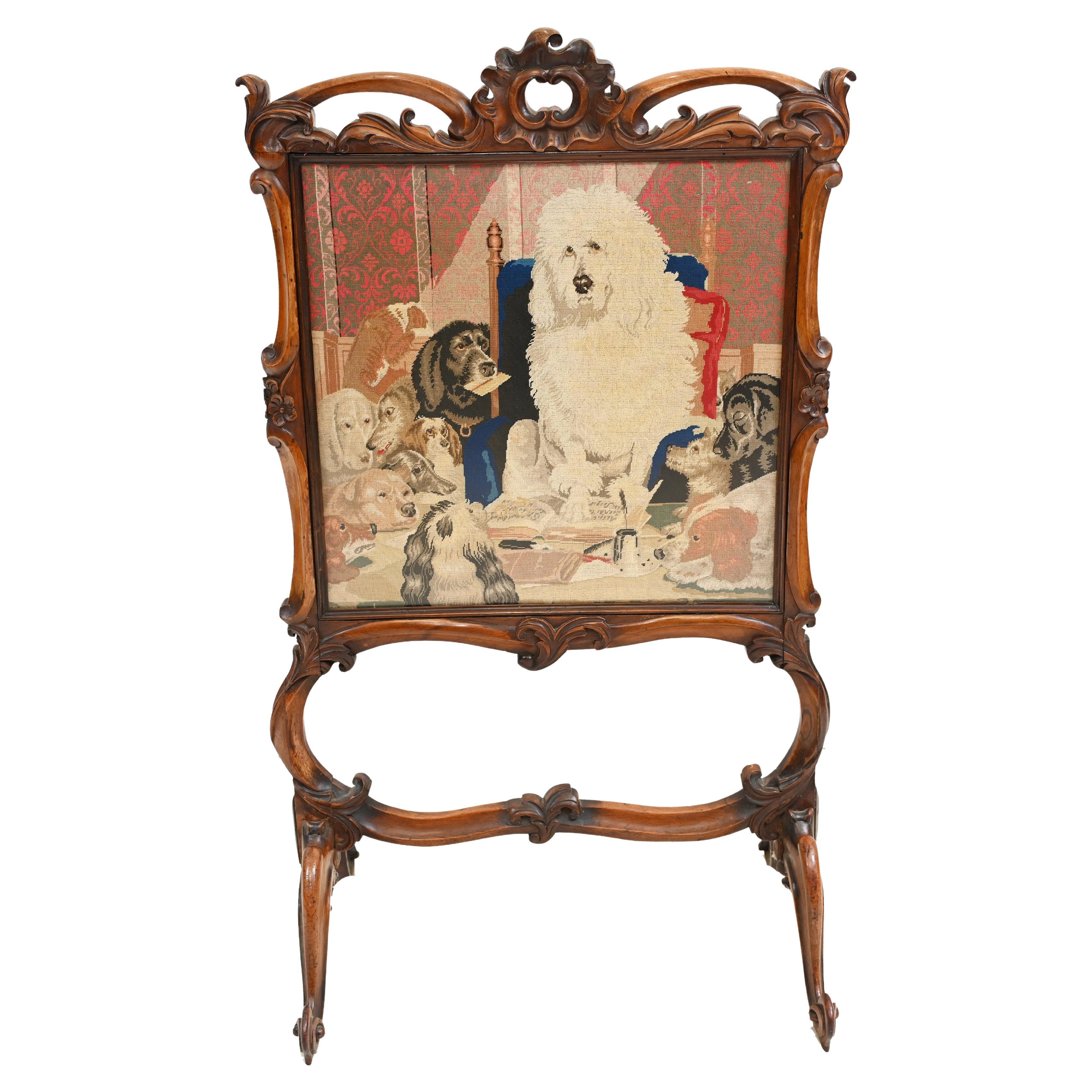 Dog Needlepoint Tapestry Screen Trial By Jury by Landseer Chatsworth
