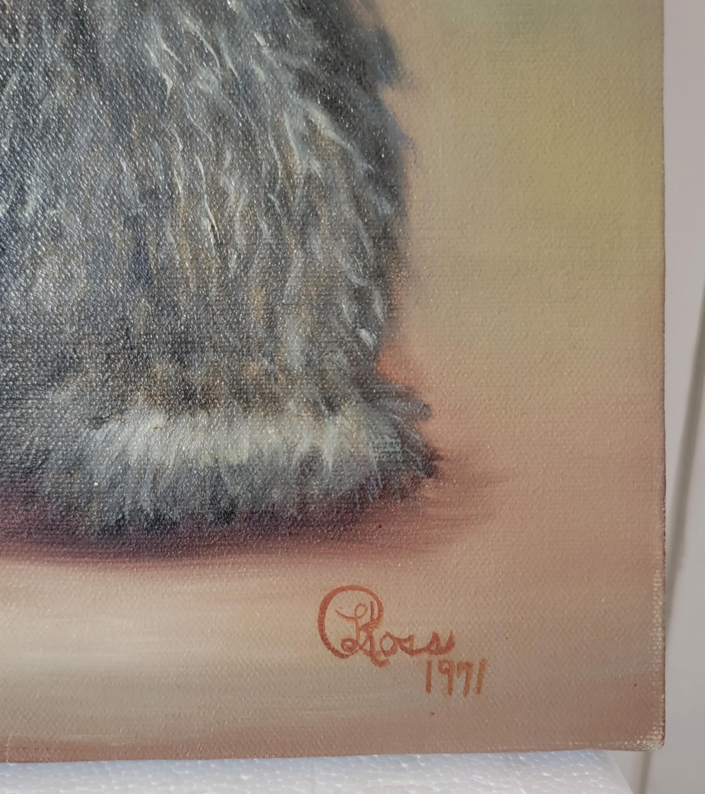 American Dog Oil Painting, Signed and Dated For Sale