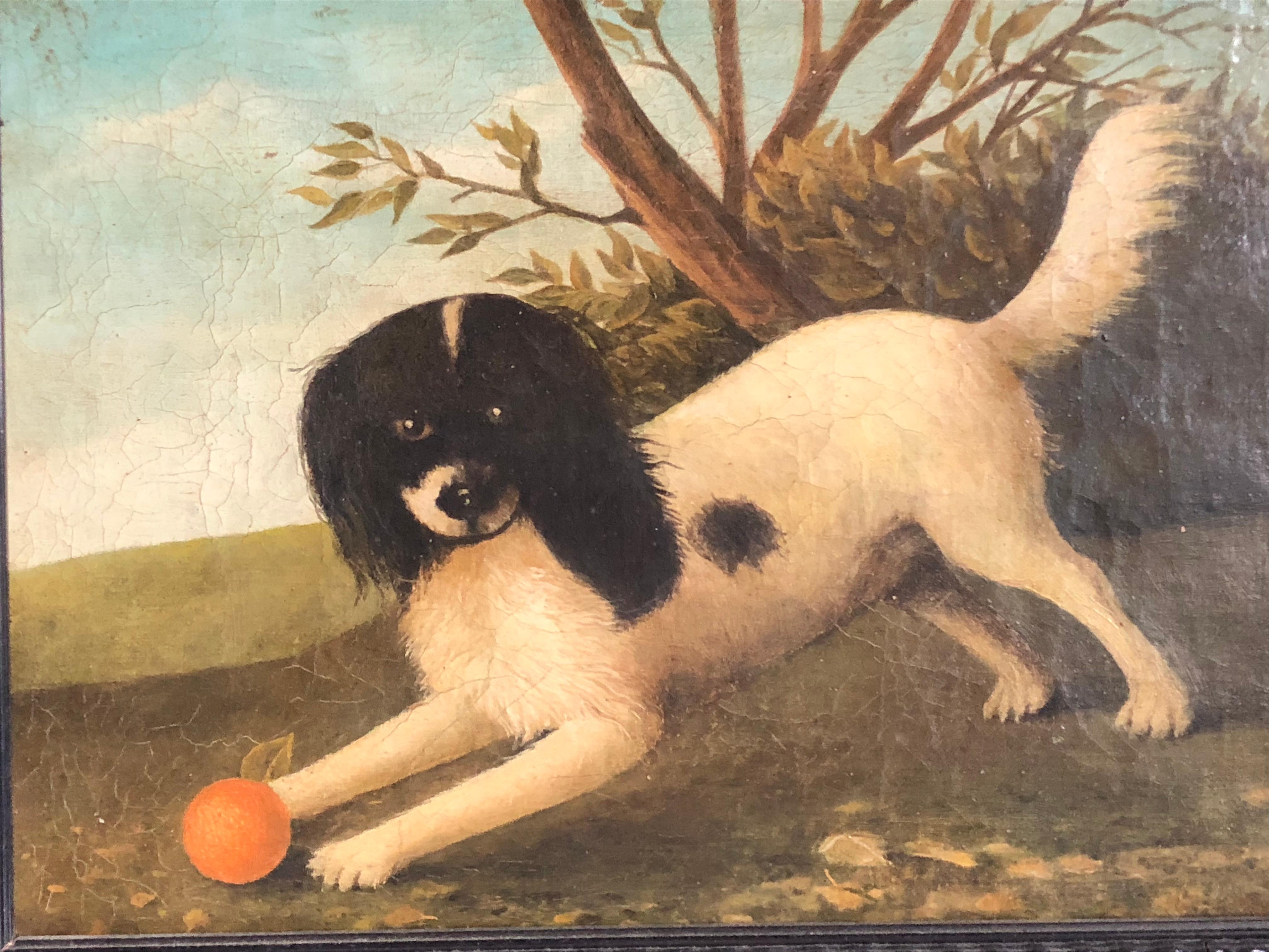 Folk Art Dog Painting, French, 20th Century