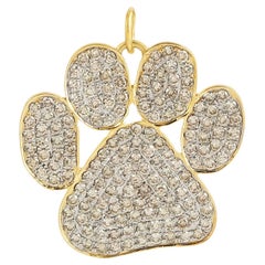 Dog Paw Pave Diamond Pendant Made In 14k Yellow Gold