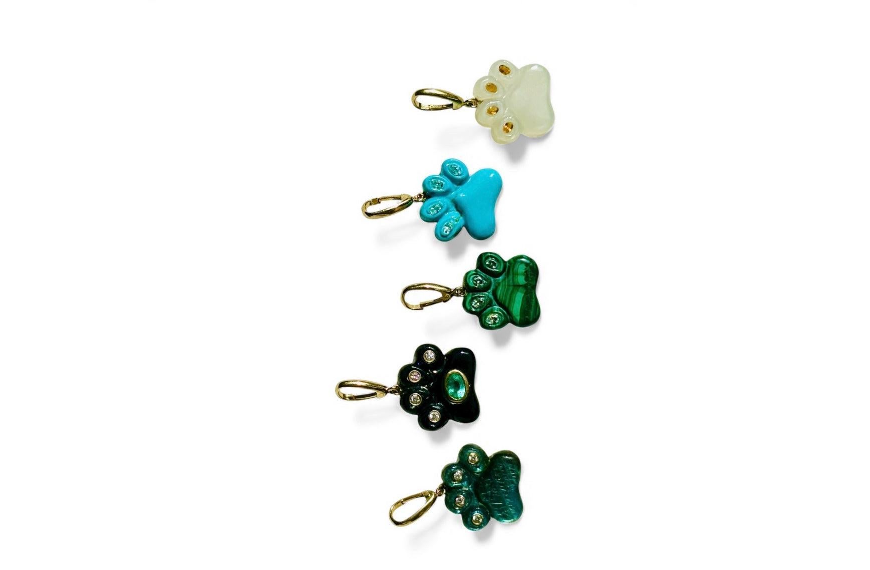 Pendentif patte de chien, labradorite et diamants en vente 7
