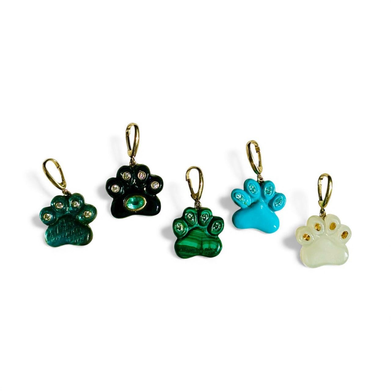 Pendentif patte de chien, labradorite et diamants en vente 2