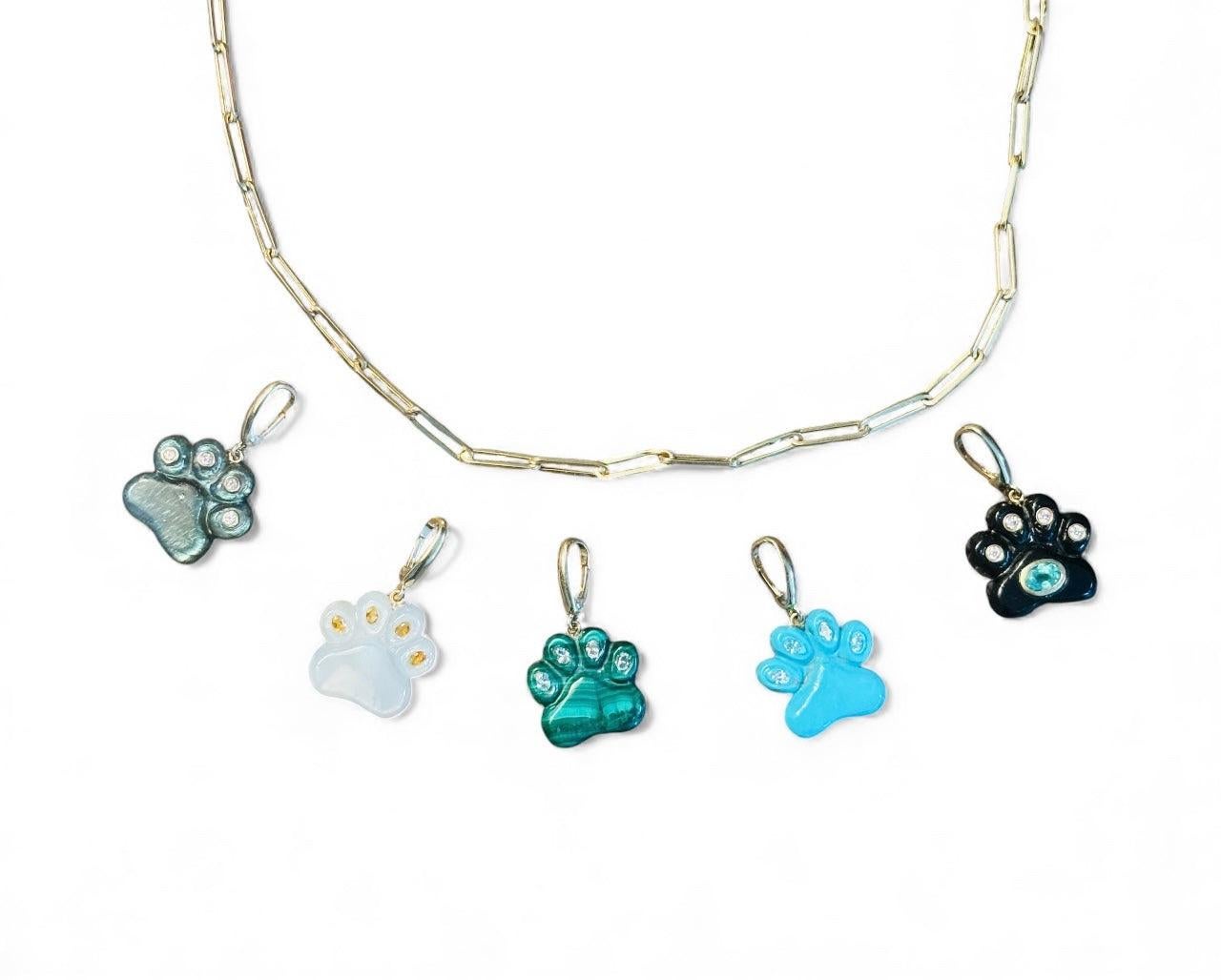 Pendentif patte de chien, pierre de lune et citrines en vente 3