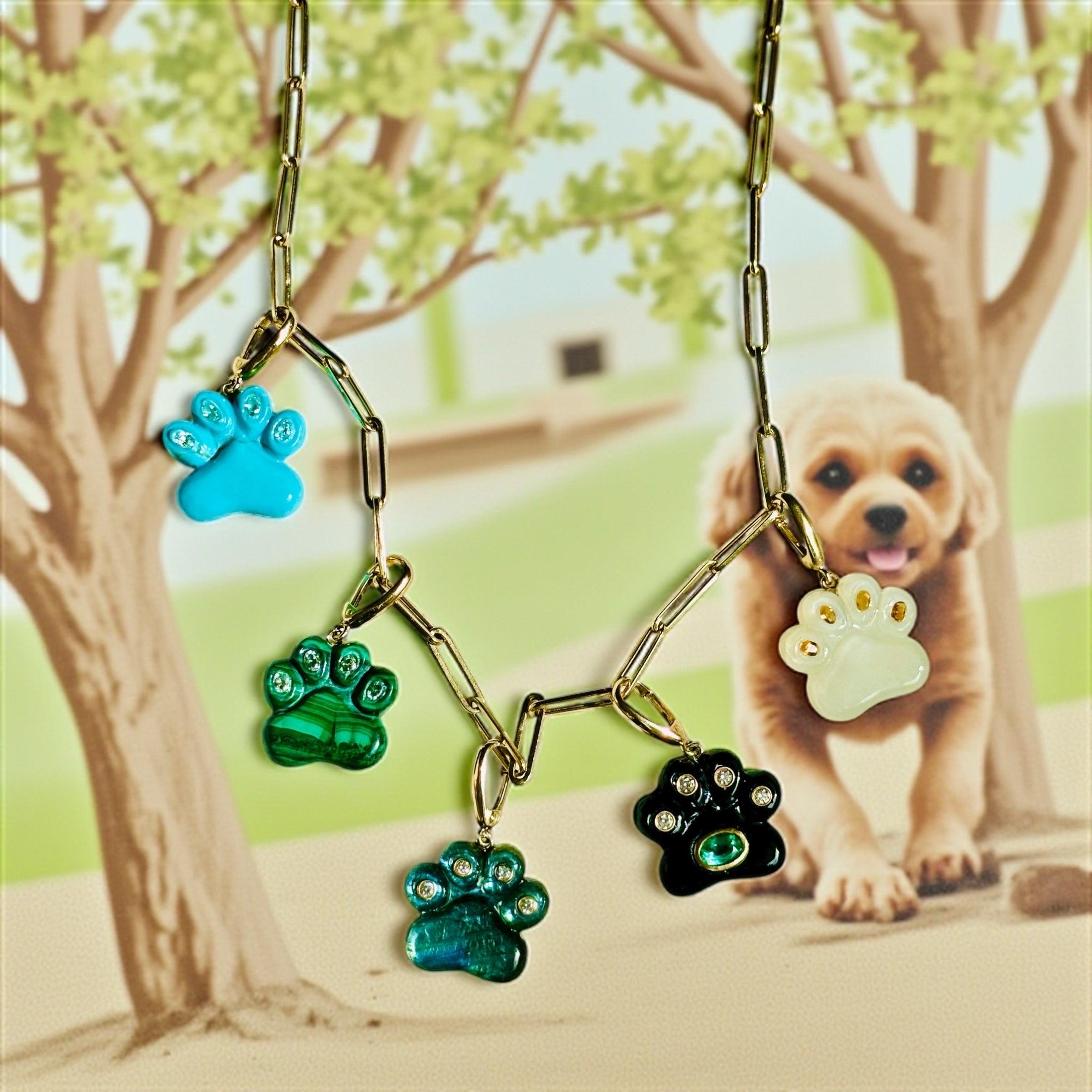 Pendentif patte de chien, pierre de lune et citrines en vente 4