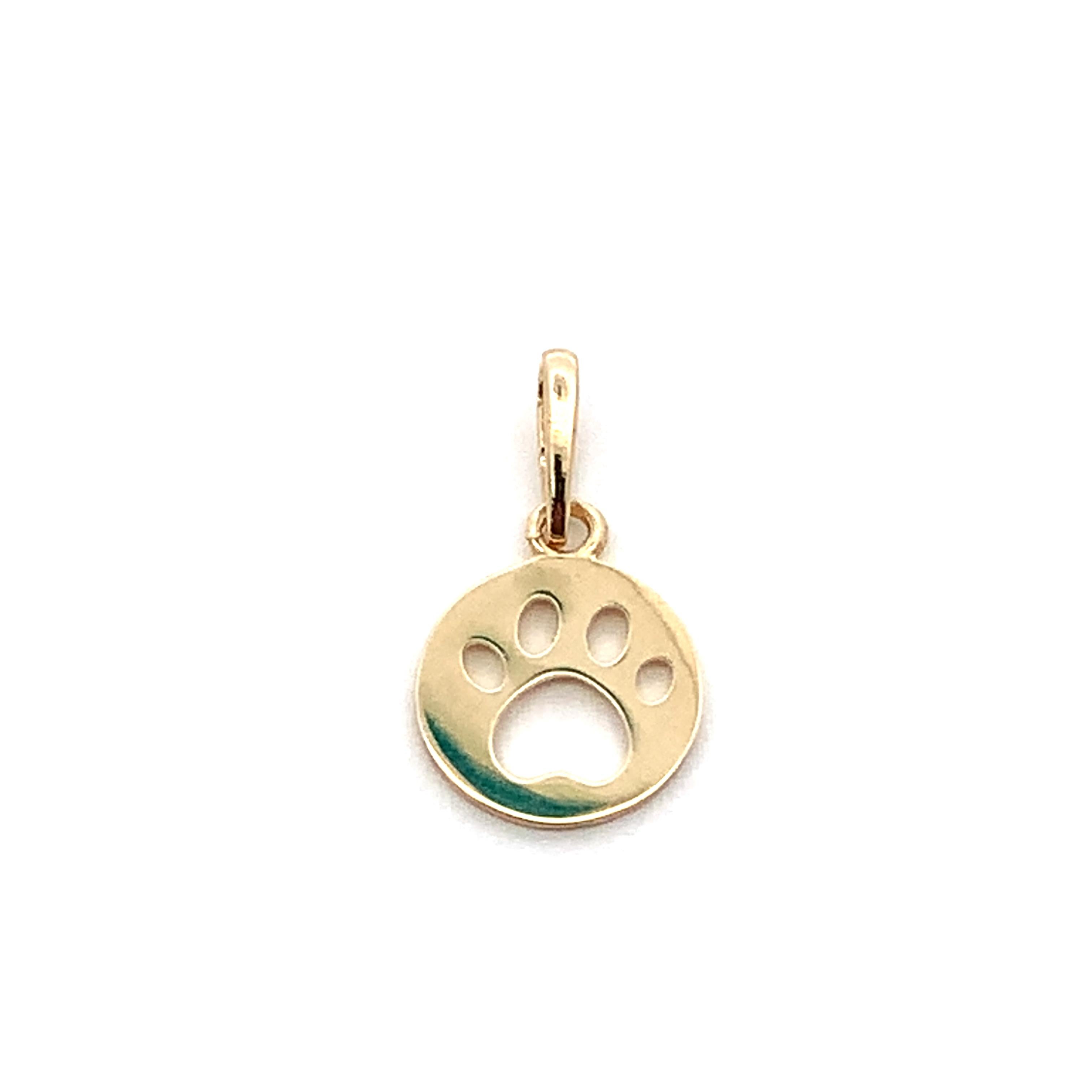 Dog paw pendant necklace yellow gold For Sale 1