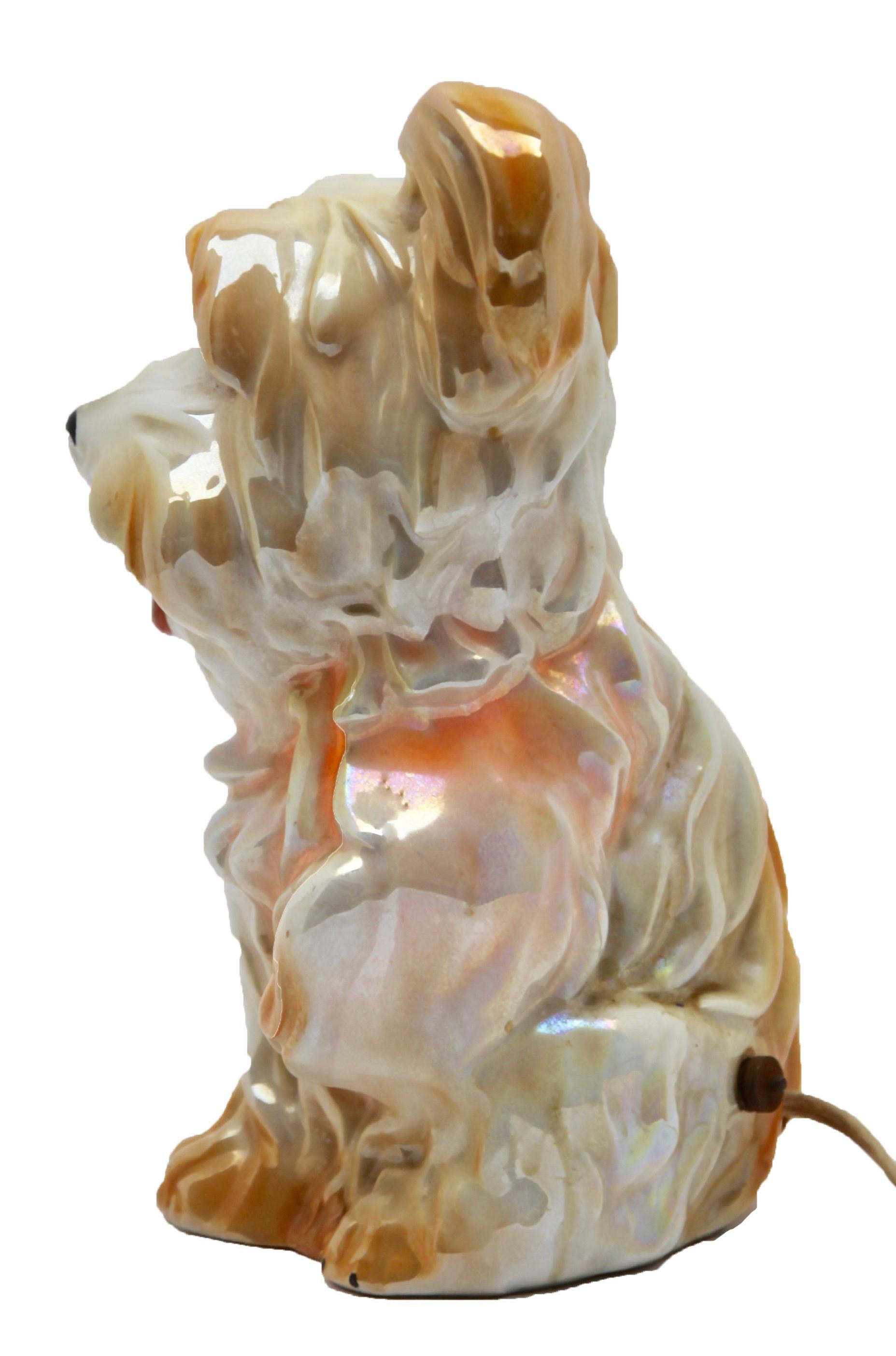 Rare and gorgeous dog perfume lamp attributed to Carl Scheidig Grafenthal, Germany.
Excellent condition, lamp is in working order.
Size: Height 17 cm, 6.7 in, width 11 cm, 4.33 in.
Germany, 1930s, excellent condition
Porcelain figurine / air