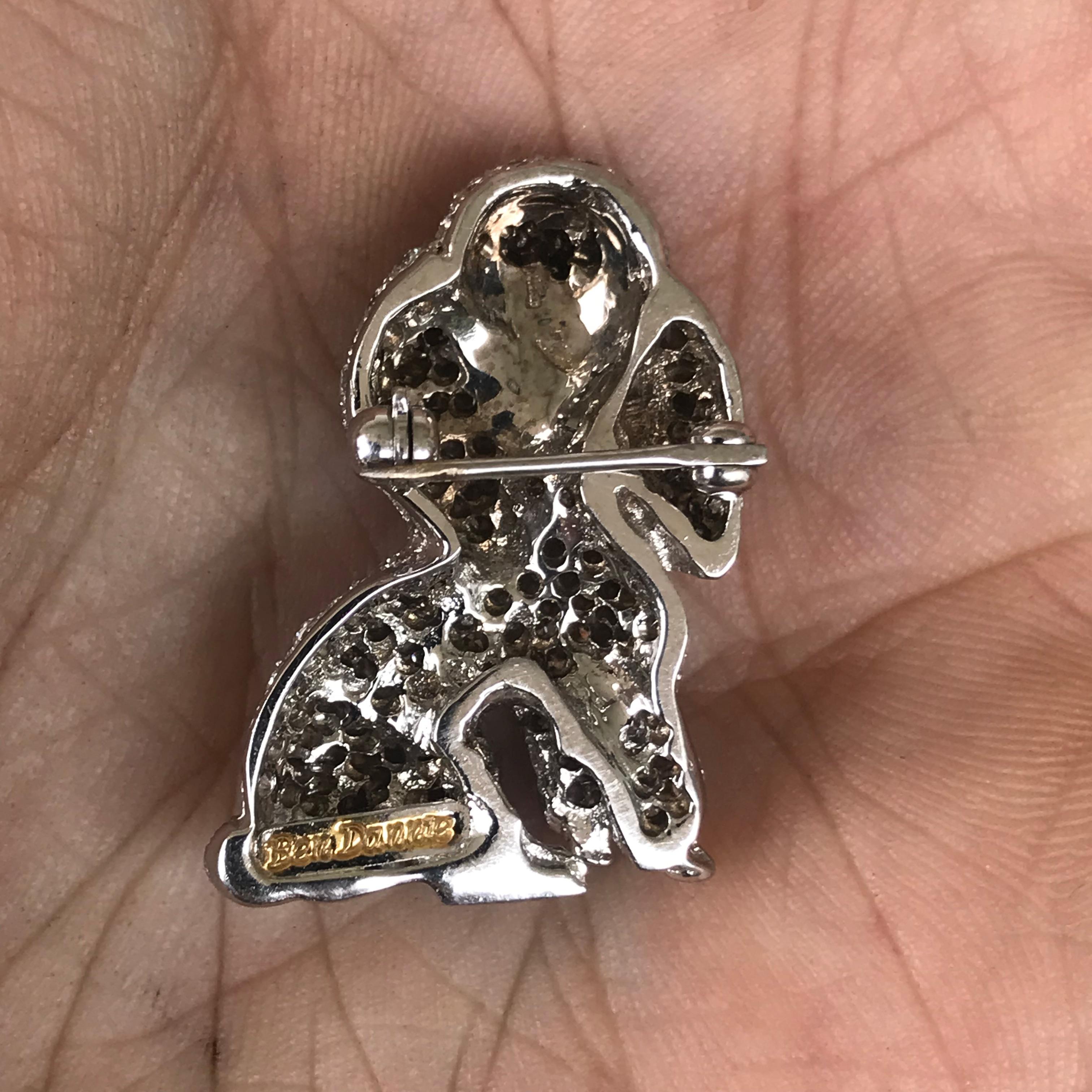 Contemporary Dog Poodle Custom Brooch 18k Gold and Diamond 2+ Carat Diamonds - Ben Dannie For Sale