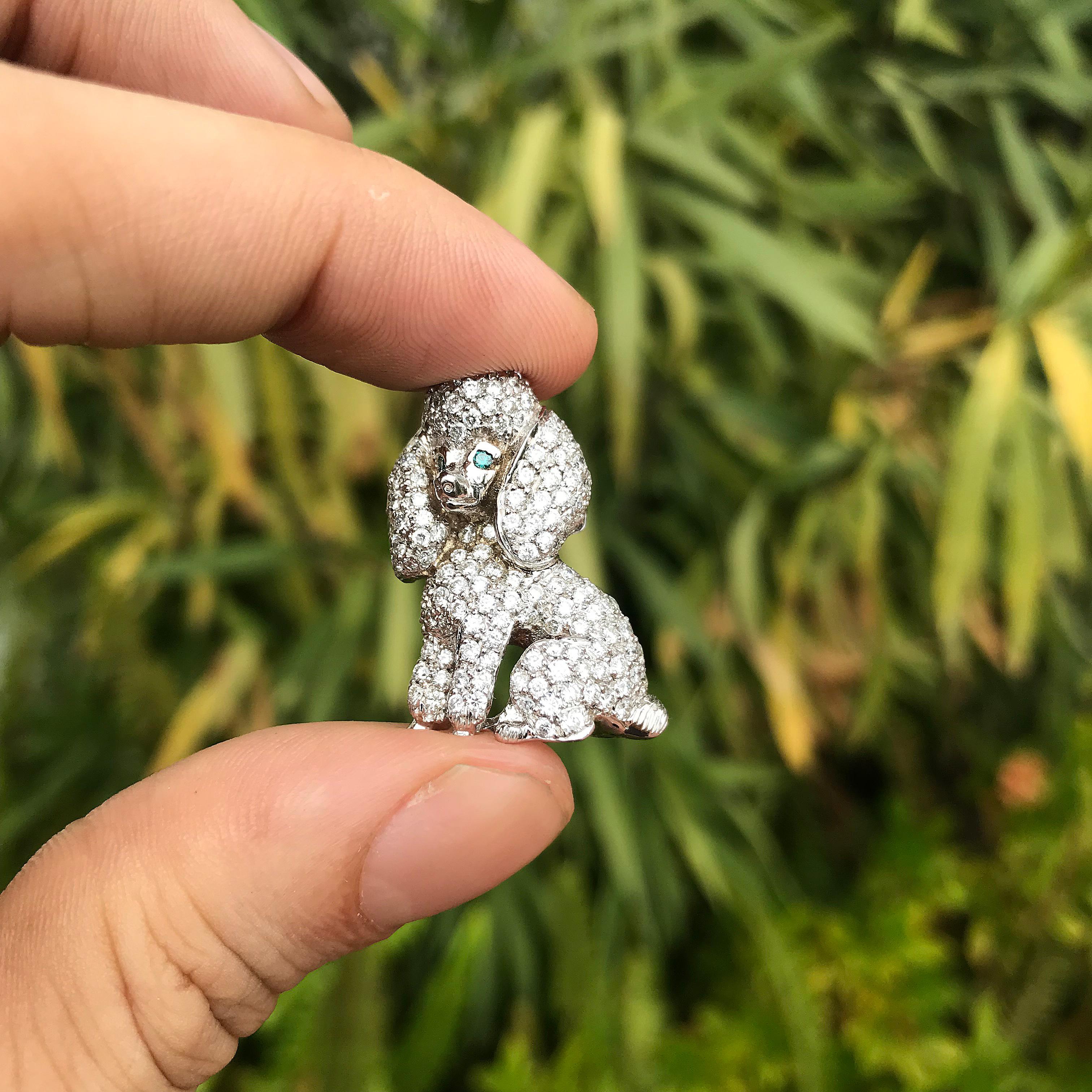 Dog Poodle Custom Brooch 18k Gold and Diamond 2+ Carat Diamonds - Ben Dannie In New Condition For Sale In West Hollywood, CA