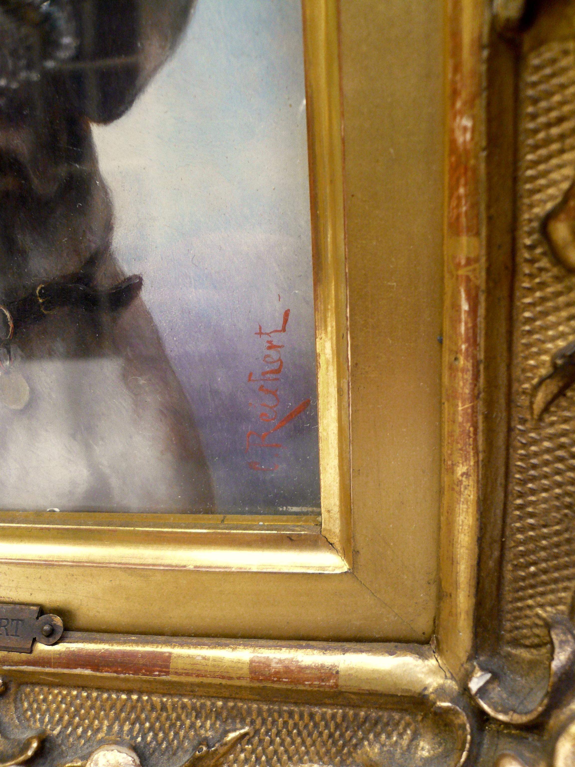 Victorian Dog Portrait, Oil on Panel by Carl Reichert of a German Shorthaired Pointer