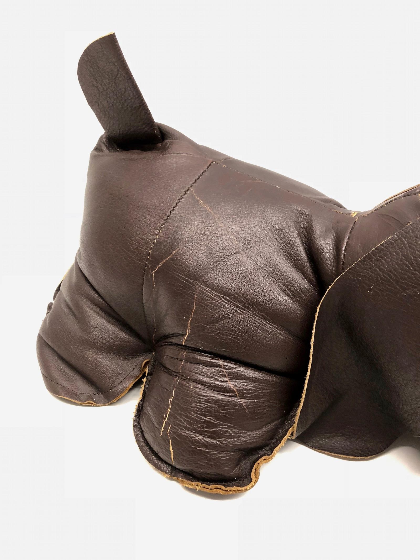 Dog Pouf Poof Pouffe Decoration Animal Made of Leather 1970s Midcentury For Sale 1