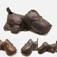 Dog Pouf Poof Pouffe Decoration Animal Made of Leather 1970s Midcentury