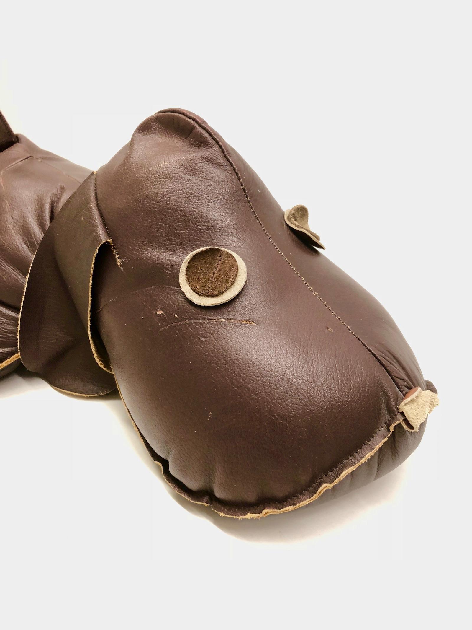 German Dog Pouf Poof Pouffe Decoration Animal Made of Leather 1970s Midcentury For Sale