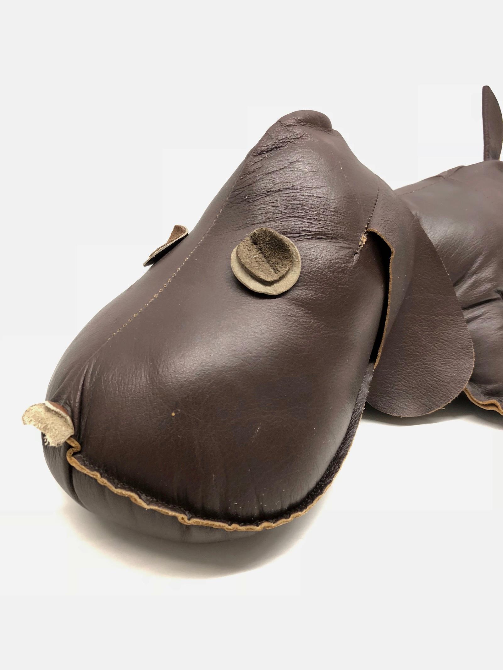 Dog Pouf Poof Pouffe Decoration Animal Made of Leather 1970s Midcentury In Good Condition For Sale In Nuernberg, DE