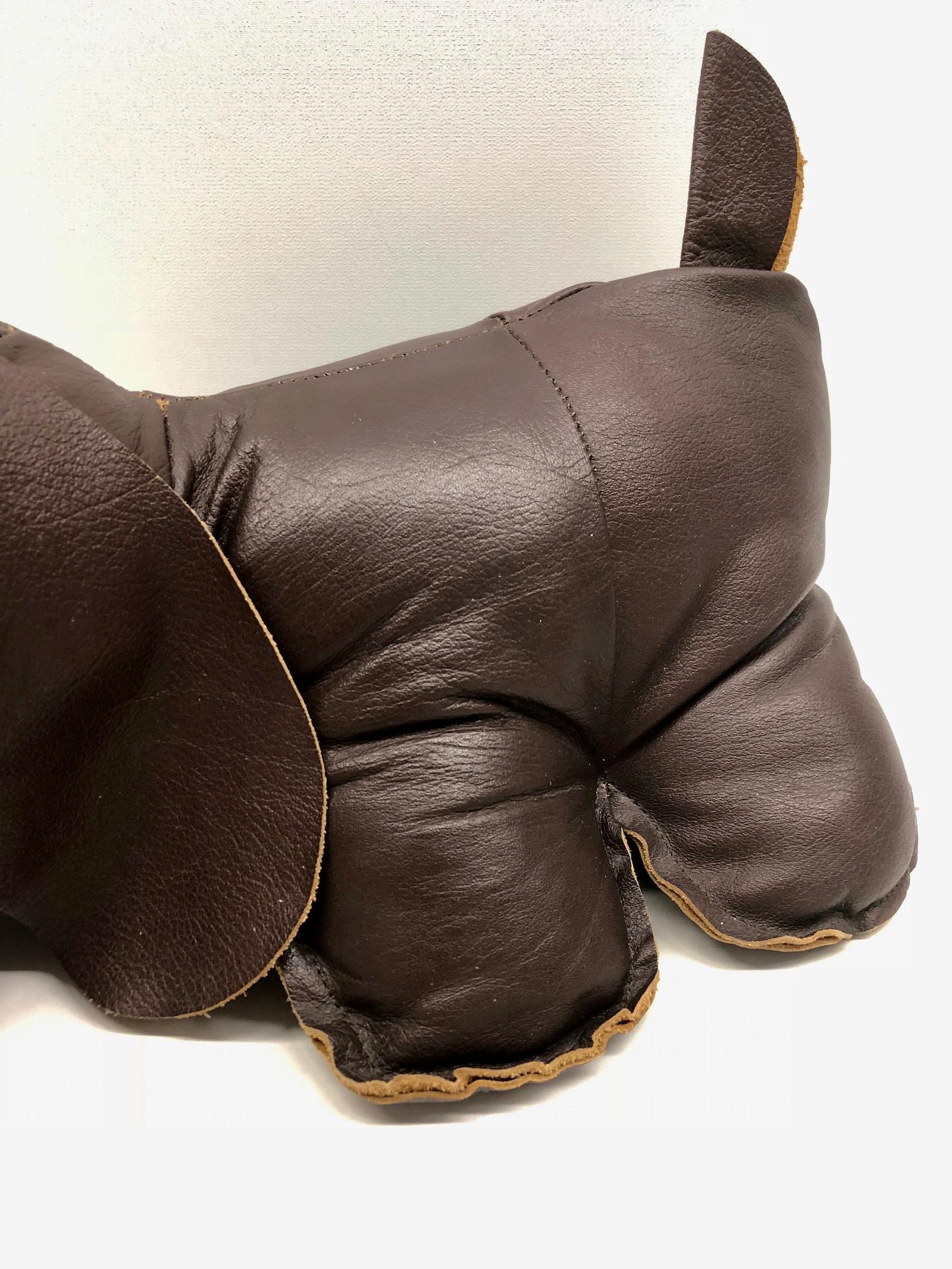 Late 20th Century Dog Pouf Poof Pouffe Decoration Animal Made of Leather 1970s Midcentury For Sale