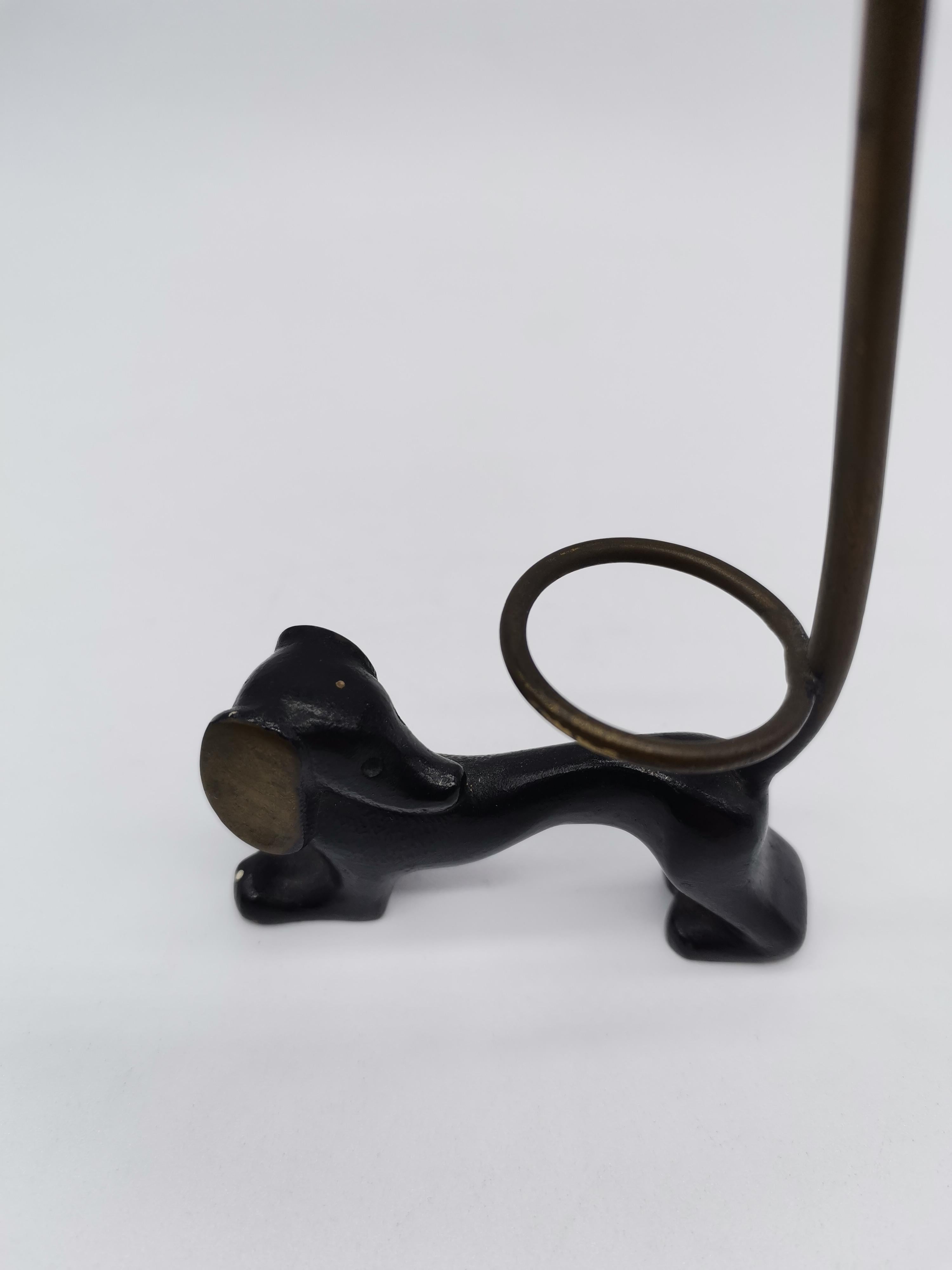 Austrian Dog Ring Holder, Brass Blackened, in Style of Walter Bosse, Austria For Sale