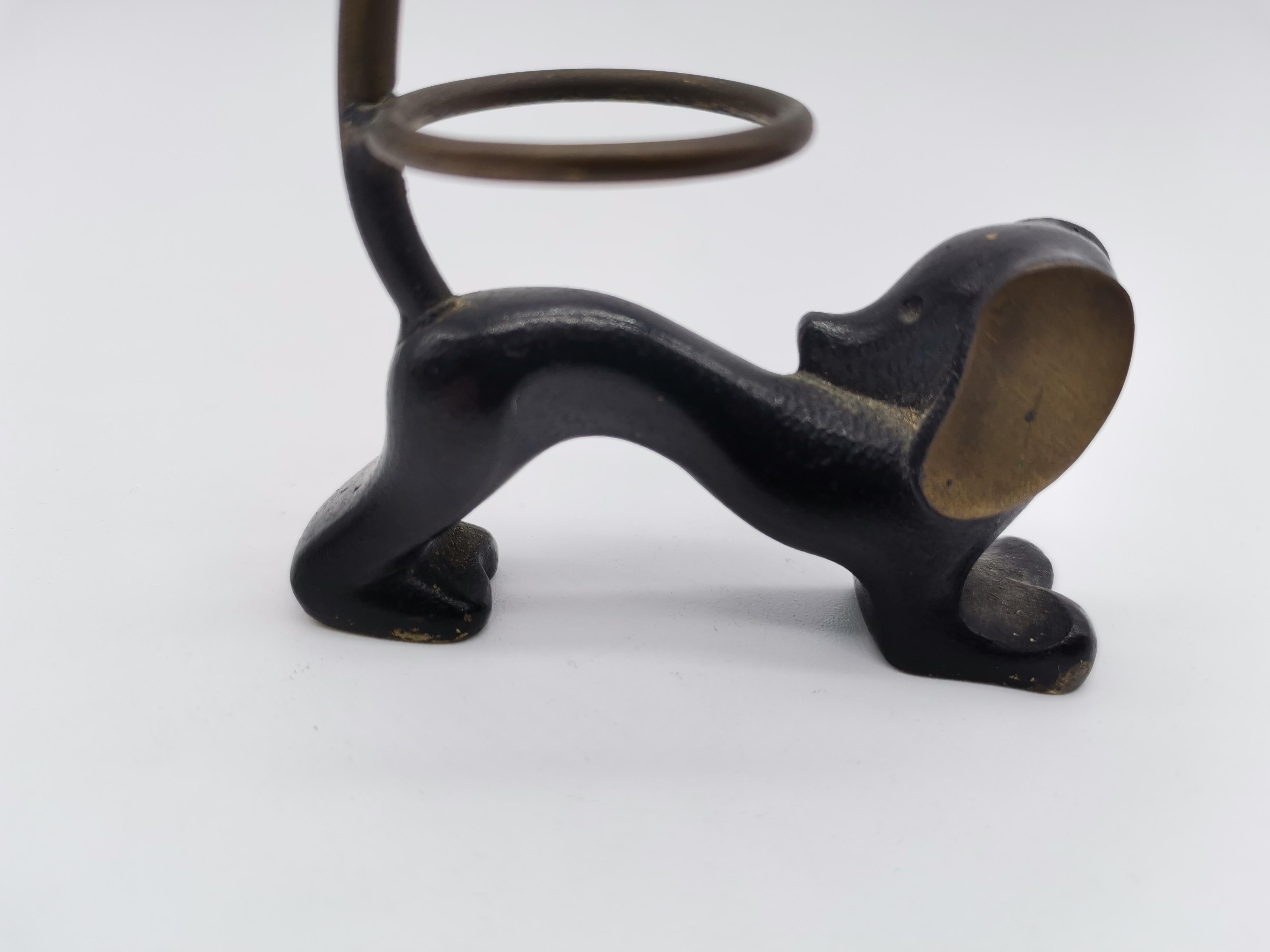 Dog Ring Holder, Brass Blackened, in Style of Walter Bosse, Austria In Good Condition For Sale In Vienna, AT