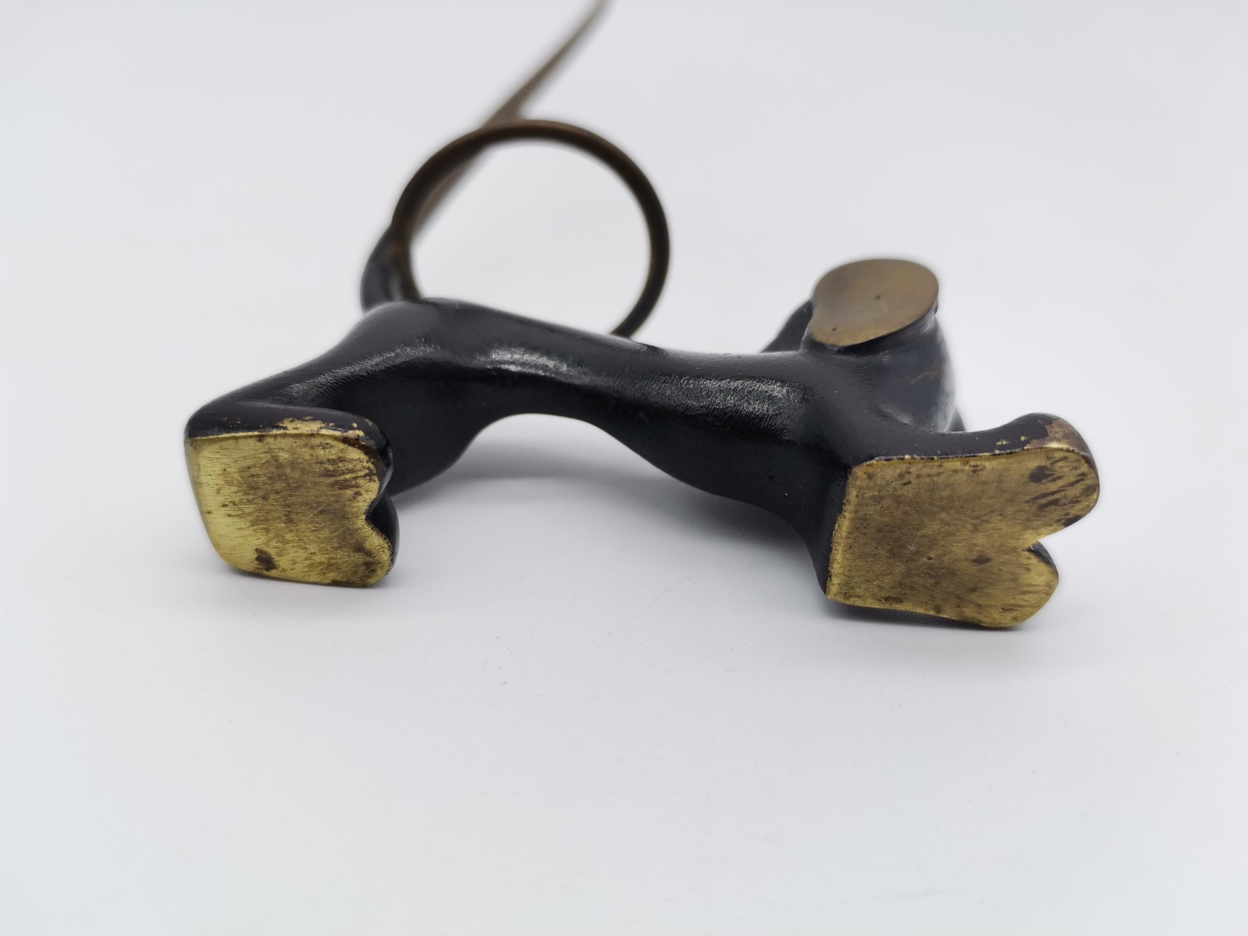 20th Century Dog Ring Holder, Brass Blackened, in Style of Walter Bosse, Austria For Sale