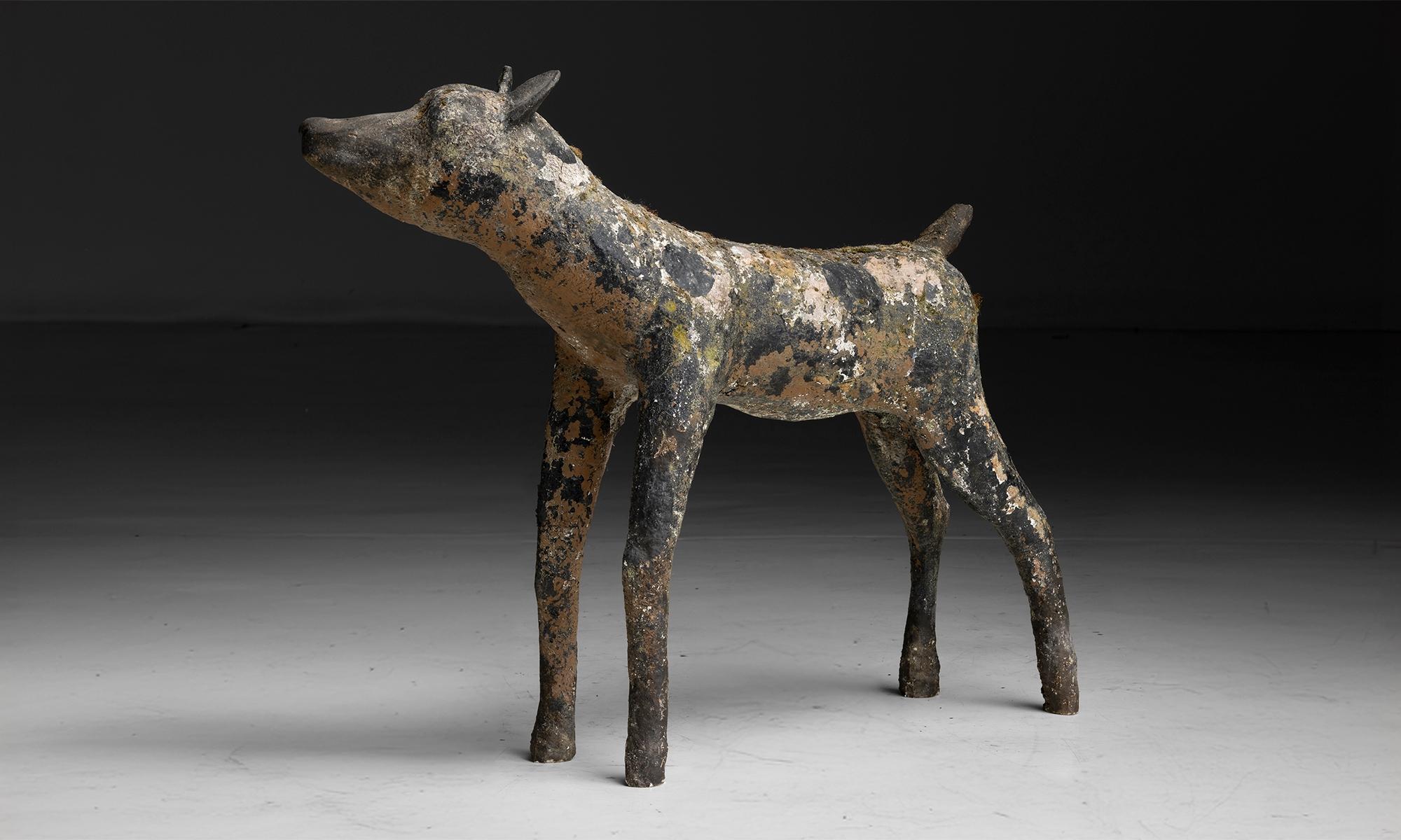 Dog Sculpture
France, 1900
Primitive statue of boxer dog with glass bead eyes.
30