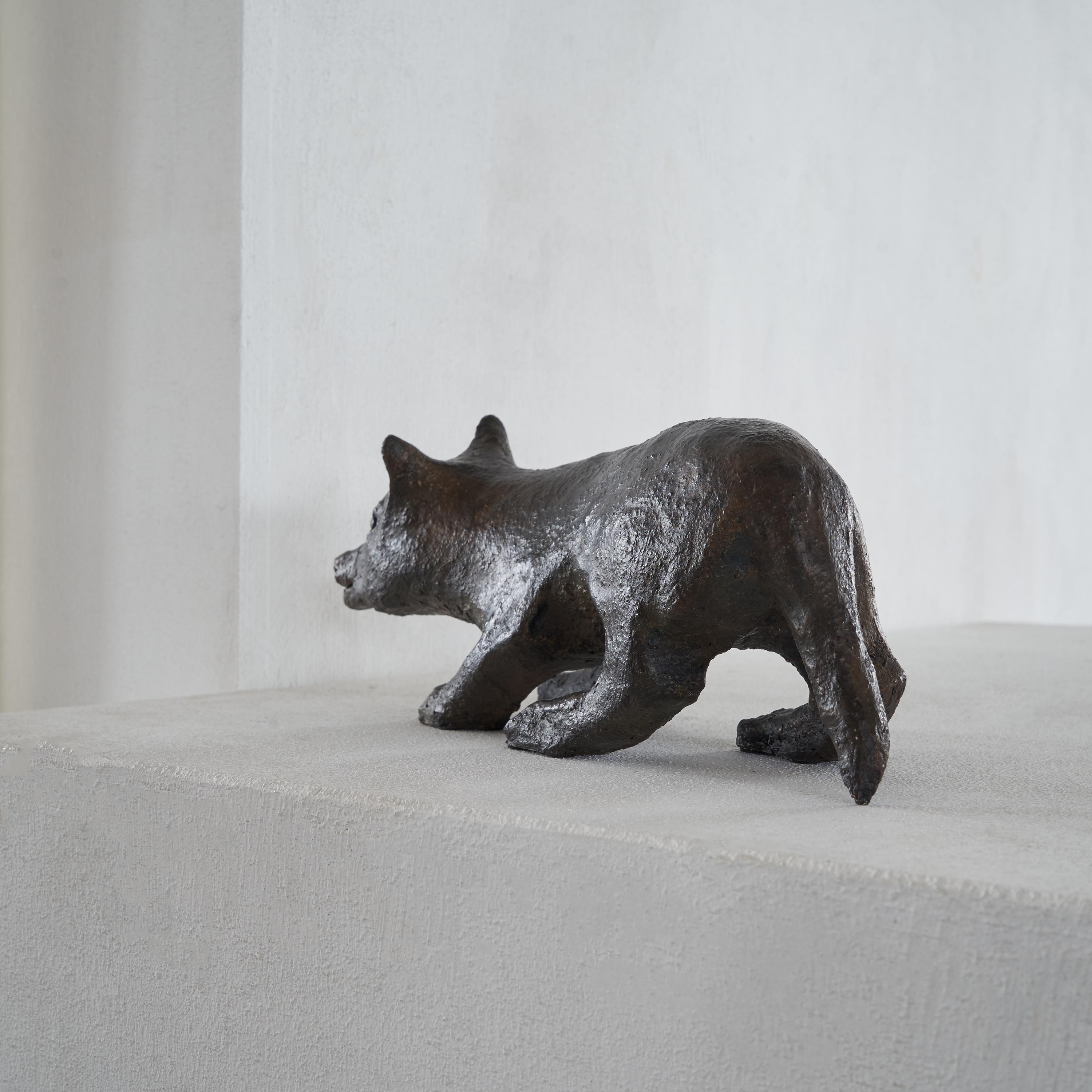 20th Century Dog Sculpture in Patinated Clay