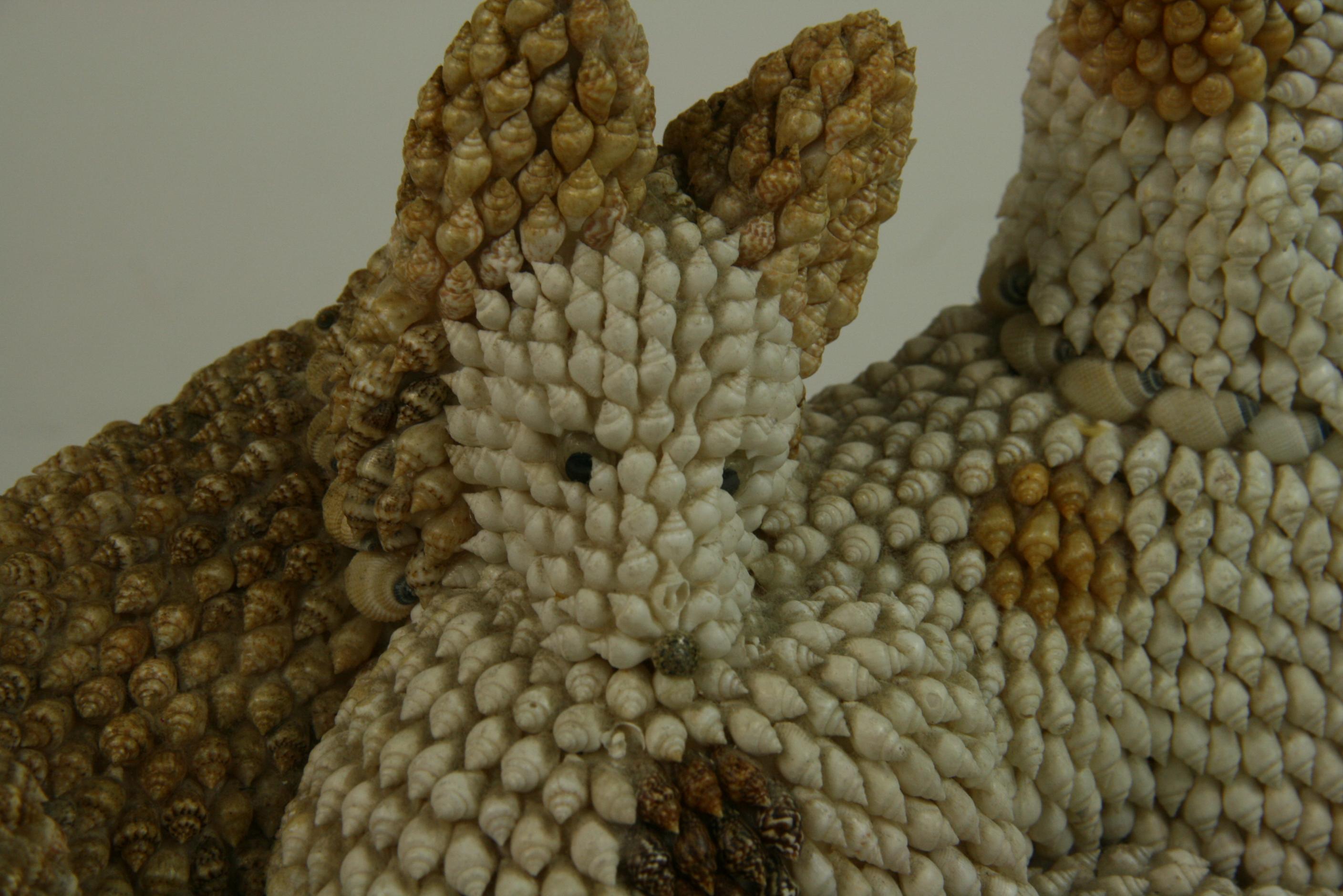 Folk Art Dog Sculpture Made from Sea Shells For Sale 1