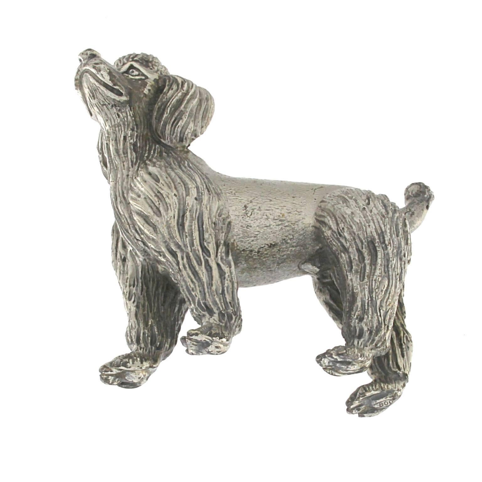 Sculpture de chien caniche en argent en vente 1