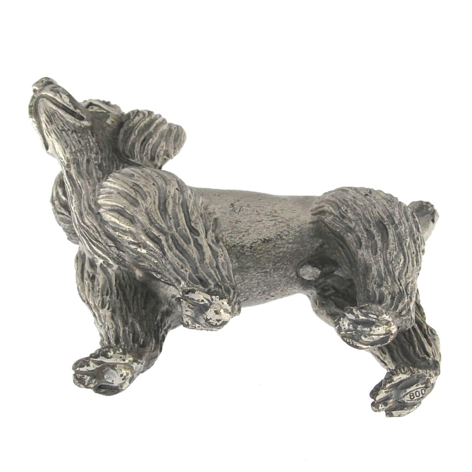 Sculpture de chien caniche en argent en vente 2