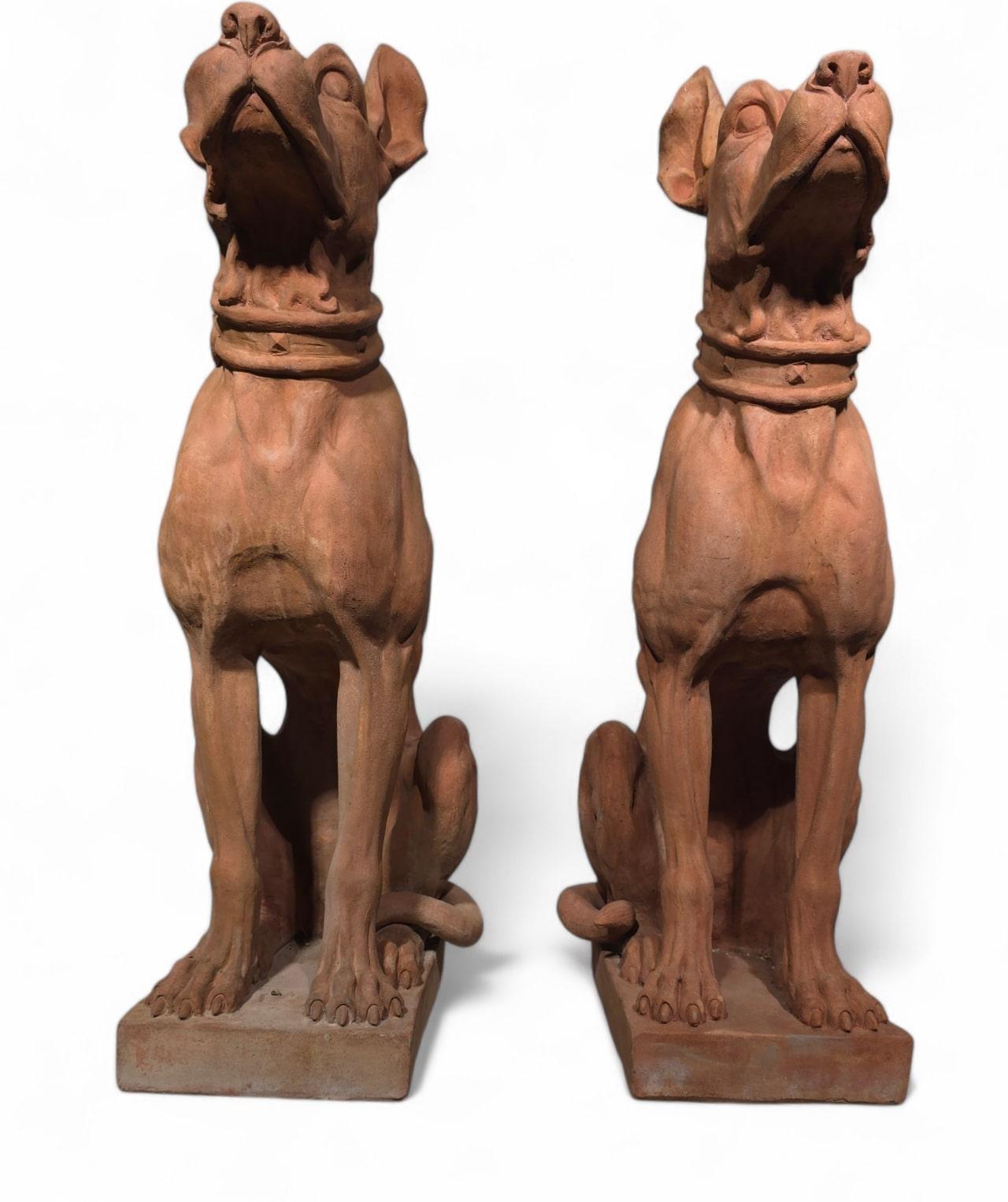 Dog Statues, Early 20th Century, Terracotta, Set of 2 For Sale 10